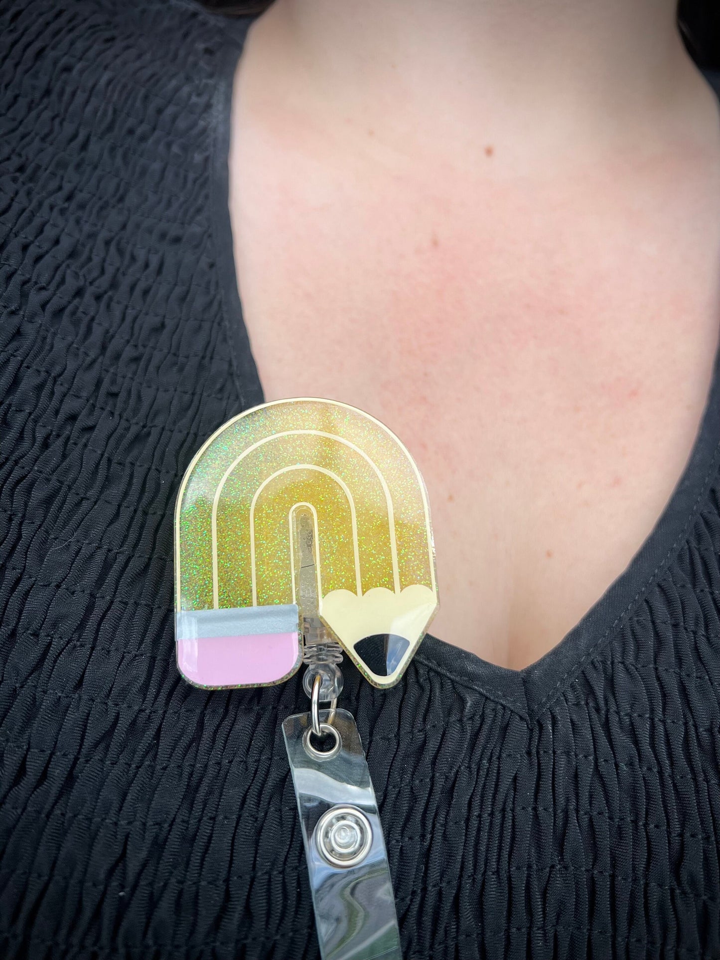 Teacher Rainbow Pencil Badge Reel-- Teacher Badge Reel-Teacher Appreciation-Teacher Badge Holder-First Year Teacher Gift-Back To School Gift