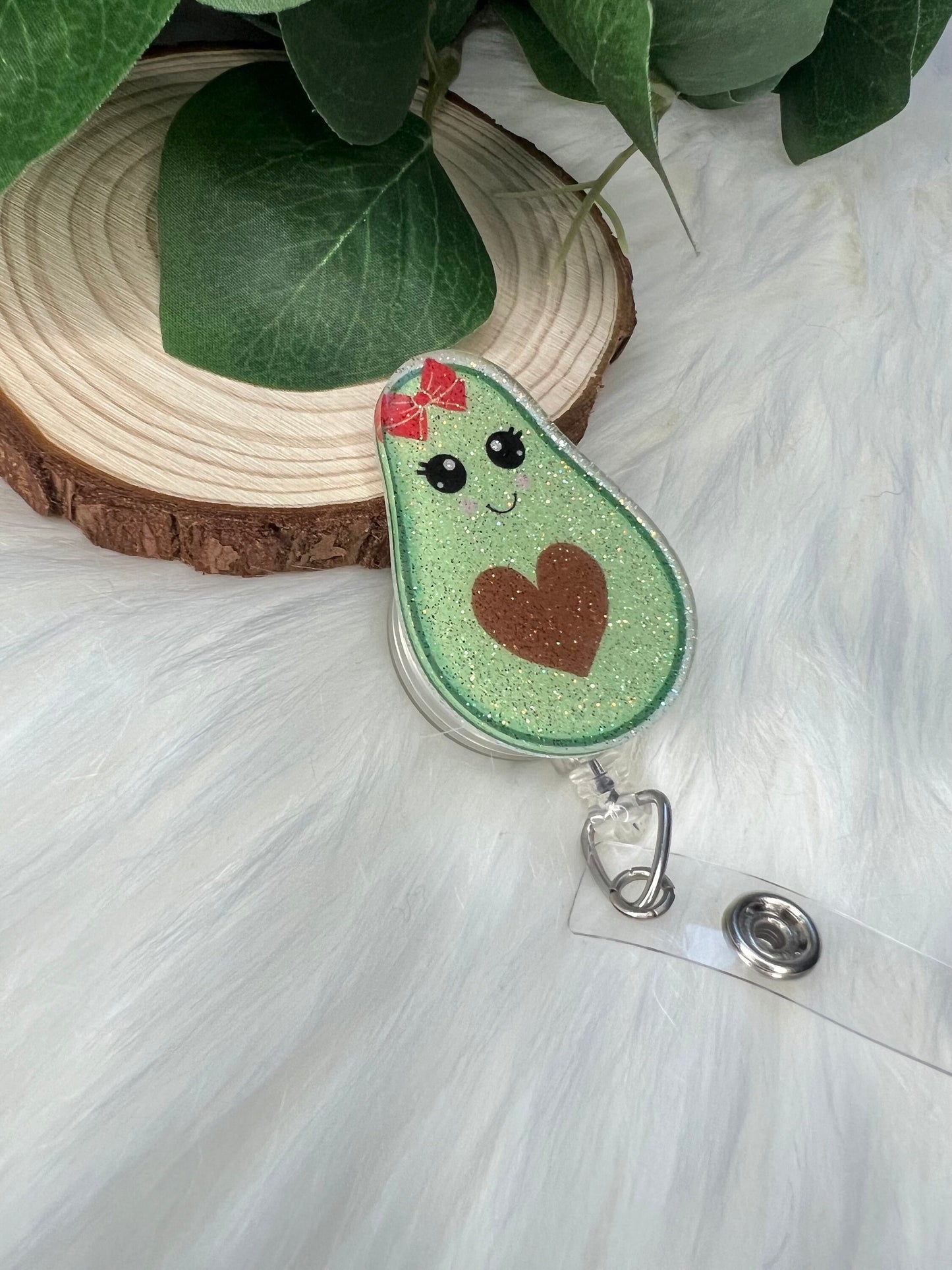 Glitter Avocado Badge Reel--Avocado Love Badge Reel-Cute Avocado Badge Reel-Coworker Gift-Glitter Avocado Heart Badge-Nurse Badge Reel