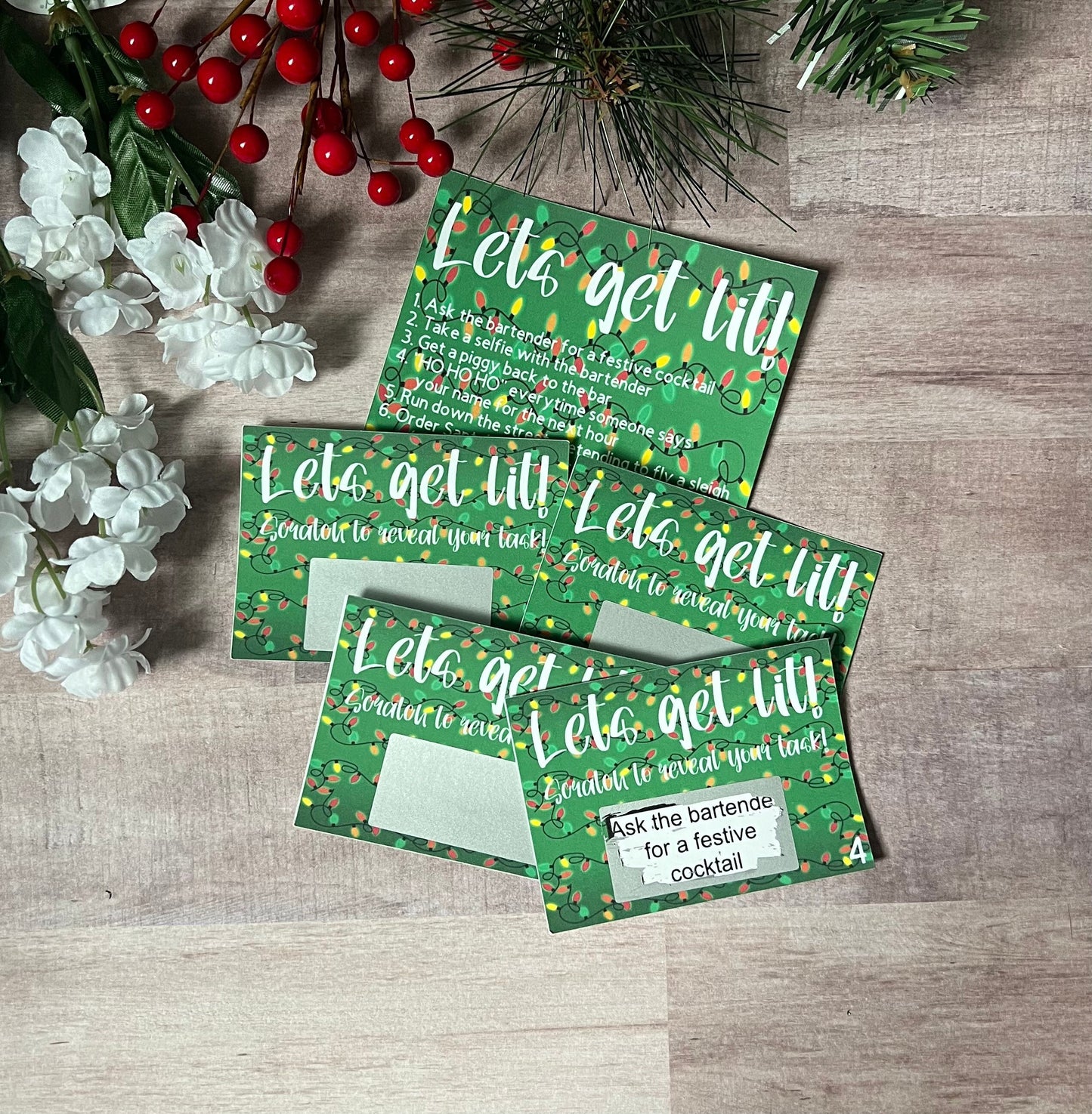 Let's Get Lit Scavenger Hunt-- Christmas Bar Crawl-Lets Get Lit-Jingle Crew-Adult Scavenger Hunt-Christmas Party-Festive Games