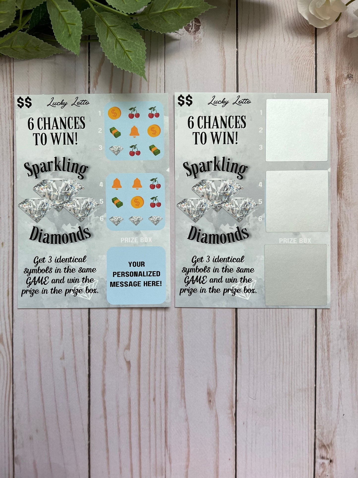 Sparkling Diamonds Scratch Ticket-- Scratch Card-Scratch Off Card-Secret Message-Baby Reveal Ideas-Secret Message Card-Surprise Trip Ticket