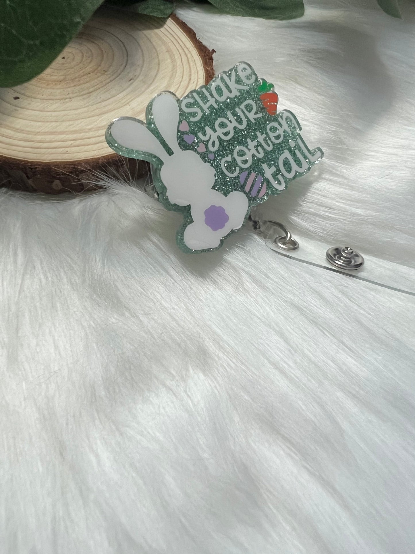 Shake Your Cottontail Badge Reel--Easter Badge Reel-Nurse Badge Reel-Spring Badge Reel-Glitter Badge Reel-Bunny Badge Reel-Basket Stuffer