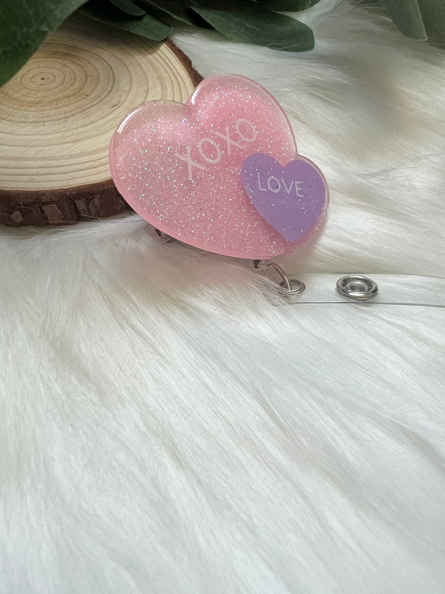 Love Hearts Badge Reel--Funny Badge Reel-Cupid Badge Reel-Graduation Gift-Valentine's Gift-Glitter Badge Reel-Nurse Badge Reel