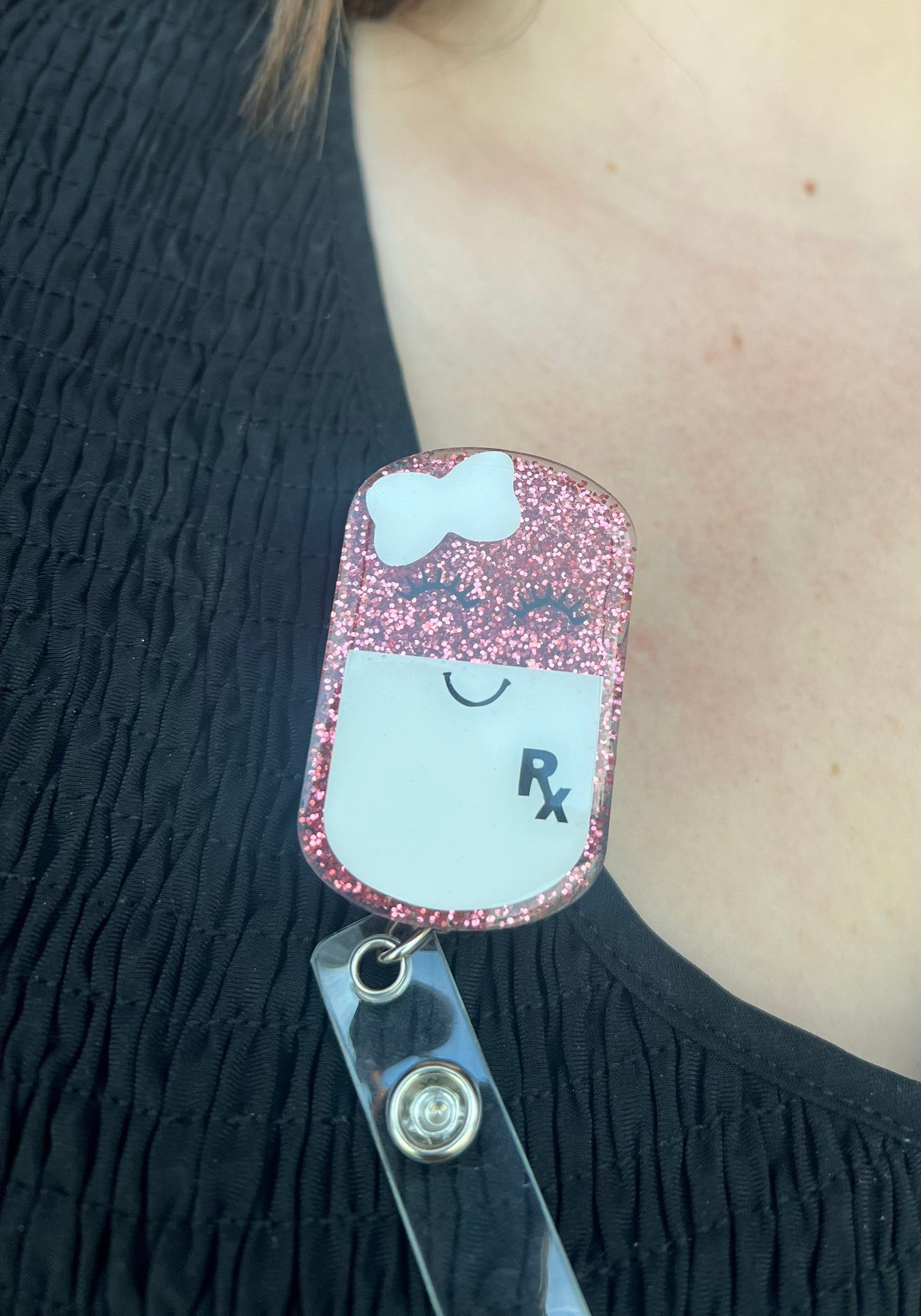 Smiling Pill Badge Reel-- Pharmacy Badge Reel-Pill Badge Reel-Pharmacy Technician Gift-RX Badge Reel-Pharmacist Badge Gift-Pharmacy Grad