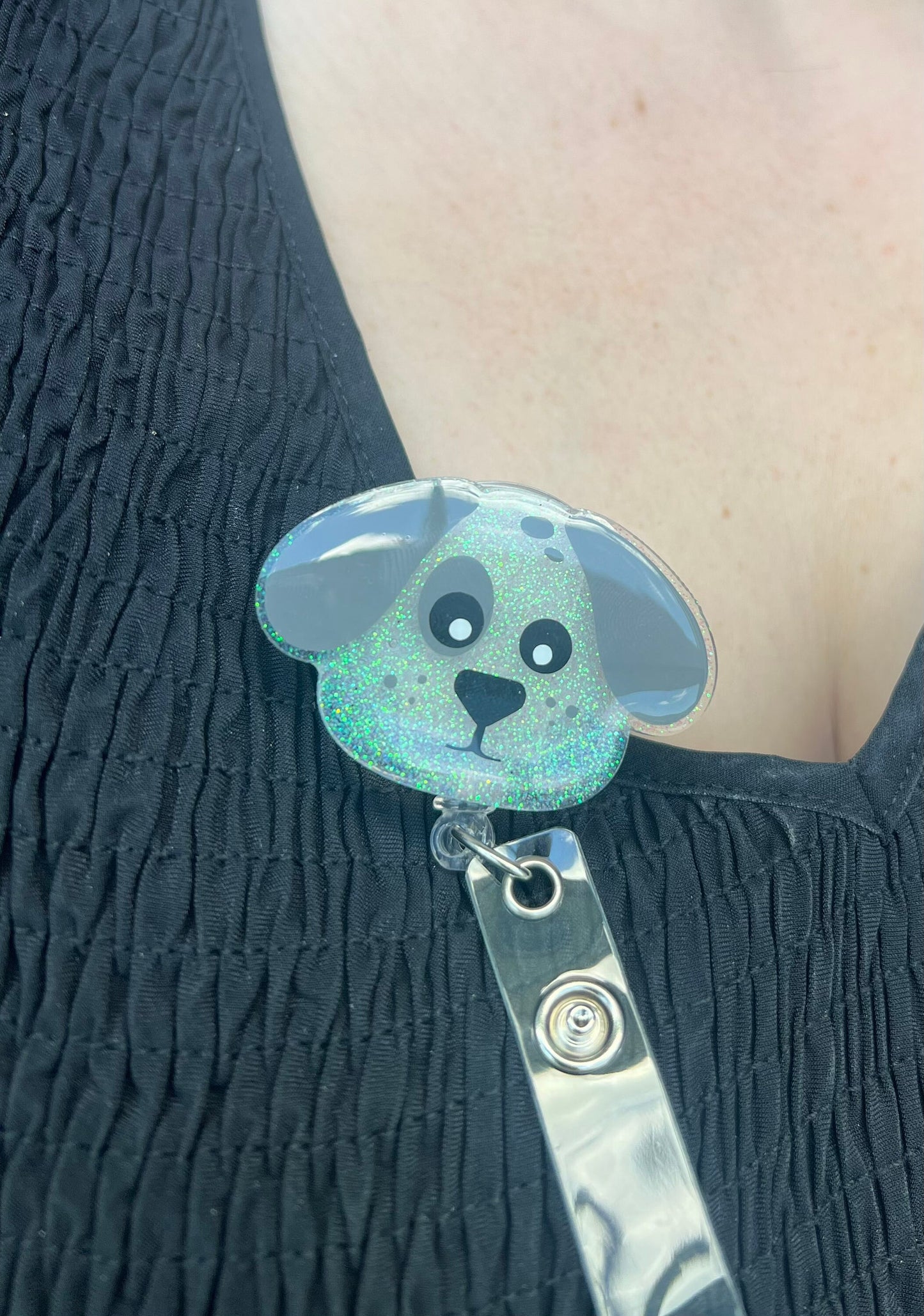 Spotted Dog Badge Reel--Labrador Badge Reel-Dog Mom Badge Reel-Dog Mom Gifts-Veterinarian Gift-Dog Lover Gift-Glitter Badge Reel-Nurse Badge