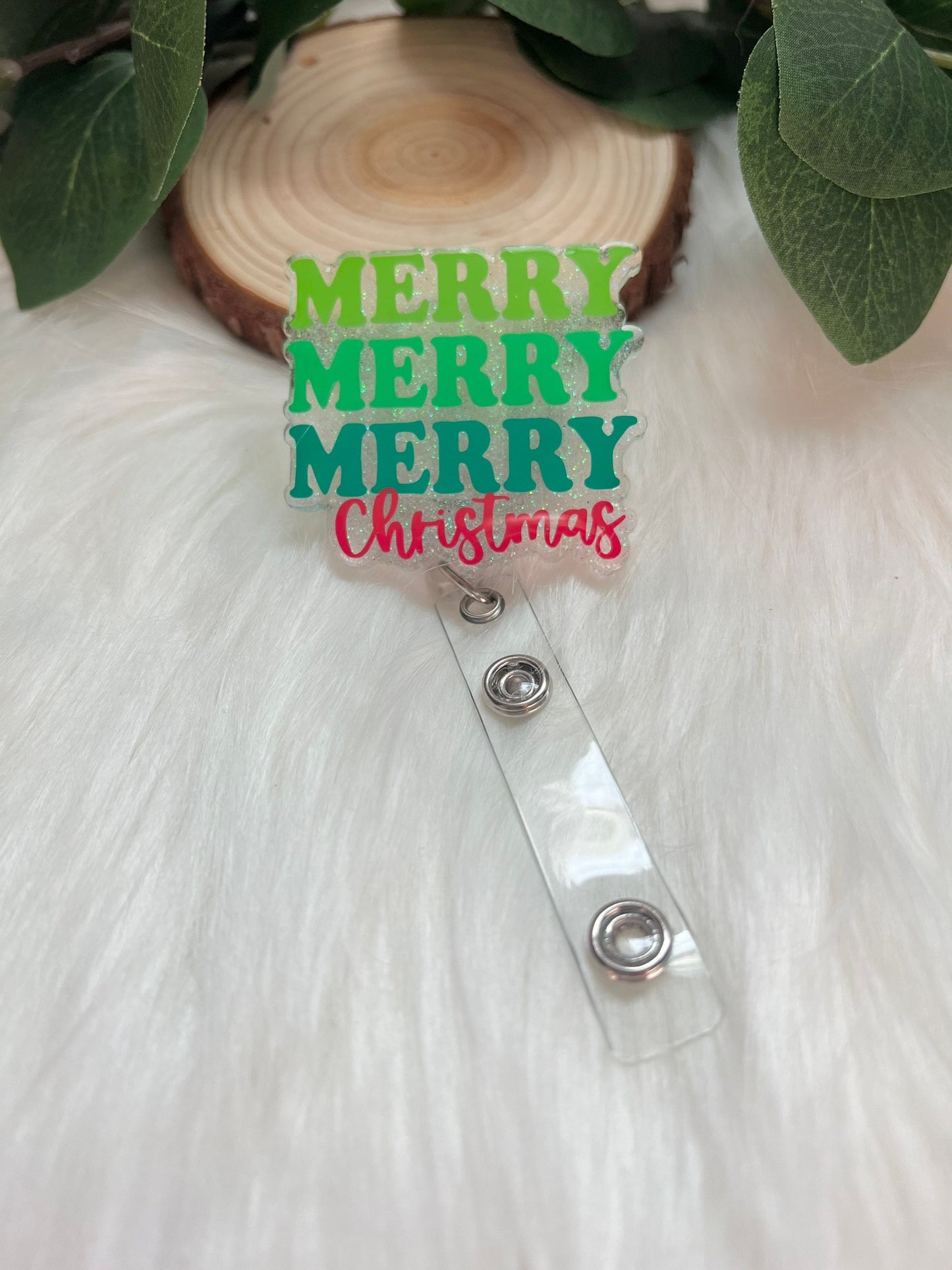Merry Merry Merry Badge Reel--Christmas Badge Reel-Nurse Badge Reel-Winter Badge Reel-Glitter Badge Reel-Festive Badge Reel-Stocking Stuffer