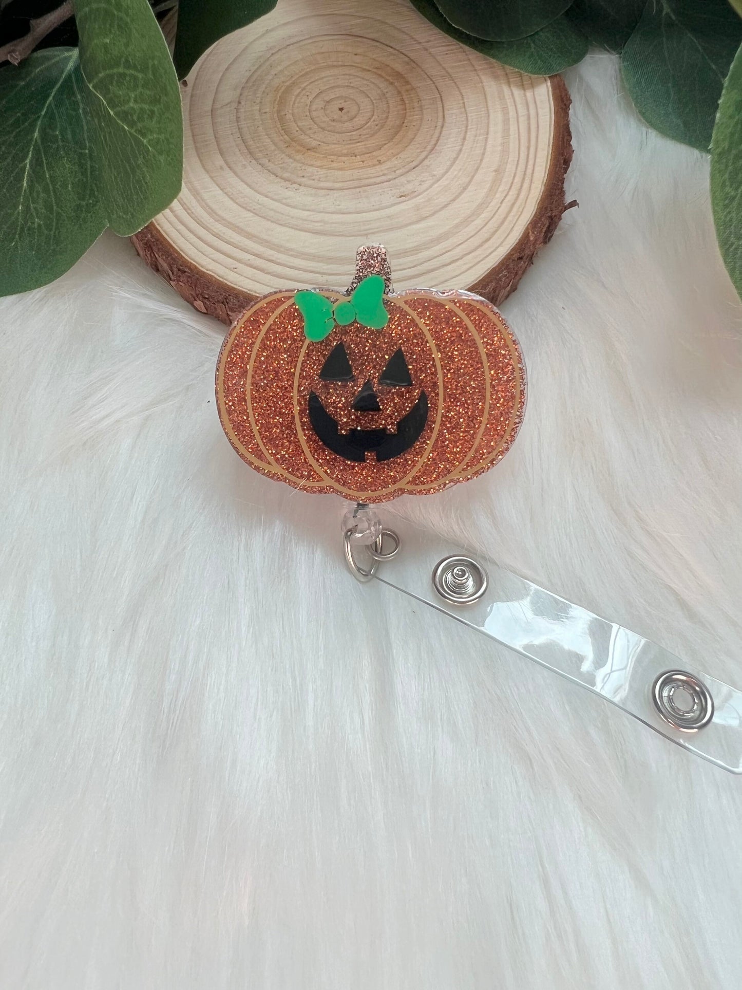 Jack O Lantern Badge Reel--Halloween Badge Reel-Nurse Badge Reel-Fall Badge Reel-Glitter Badge Reel-Festive Badge Reel-Stocking Stuffer