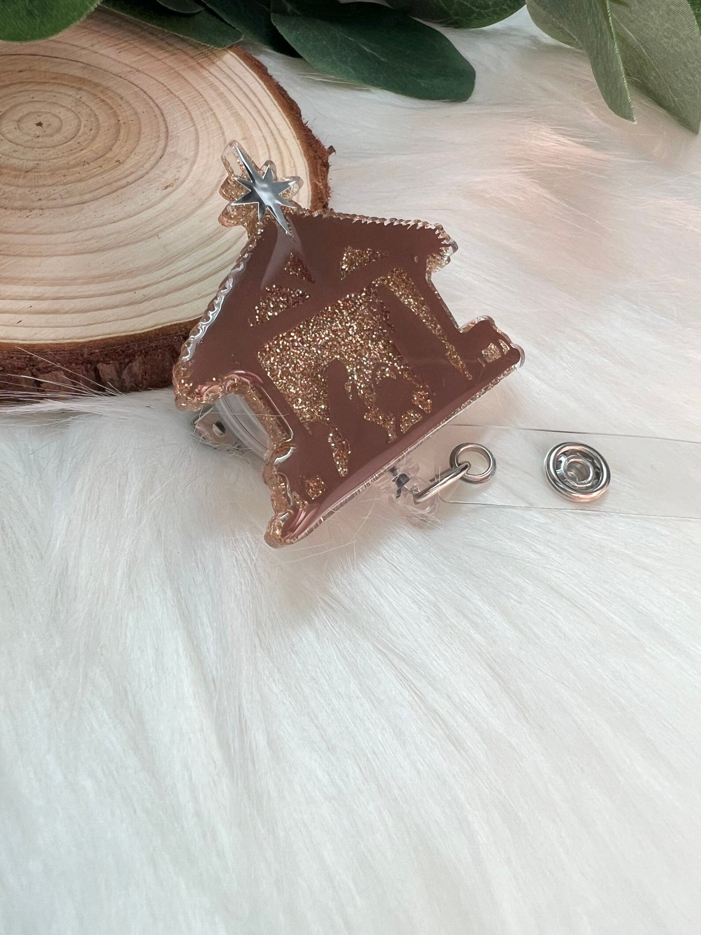 Nativity Badge Reel--Christmas Badge Reel-Nurse Badge Reel-Winter Badge Reel-Glitter Badge Reel-Religious Badge Reel-Stocking Stuffer