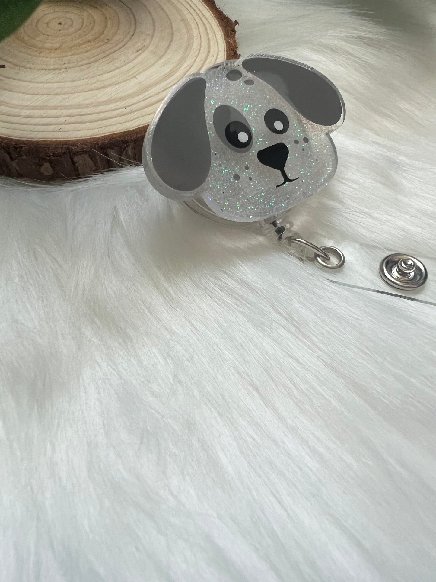 Spotted Dog Badge Reel--Labrador Badge Reel-Dog Mom Badge Reel-Dog Mom Gifts-Veterinarian Gift-Dog Lover Gift-Glitter Badge Reel-Nurse Badge