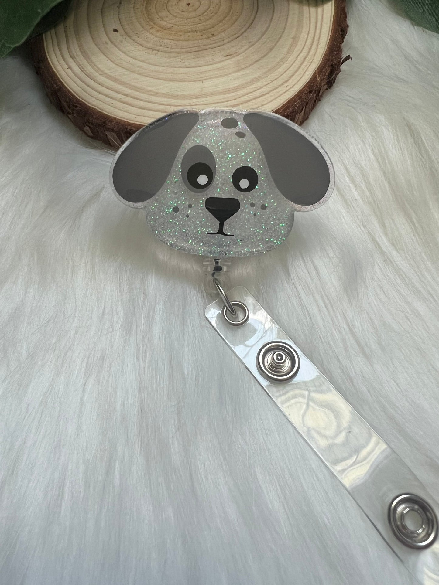 Spotted Dog Badge Reel--Labrador Badge Reel-Dog Mom Badge Reel-Dog Mom Gifts-Veterinarian Gift-Dog Lover Gift-Glitter Badge Reel-Nurse Badge