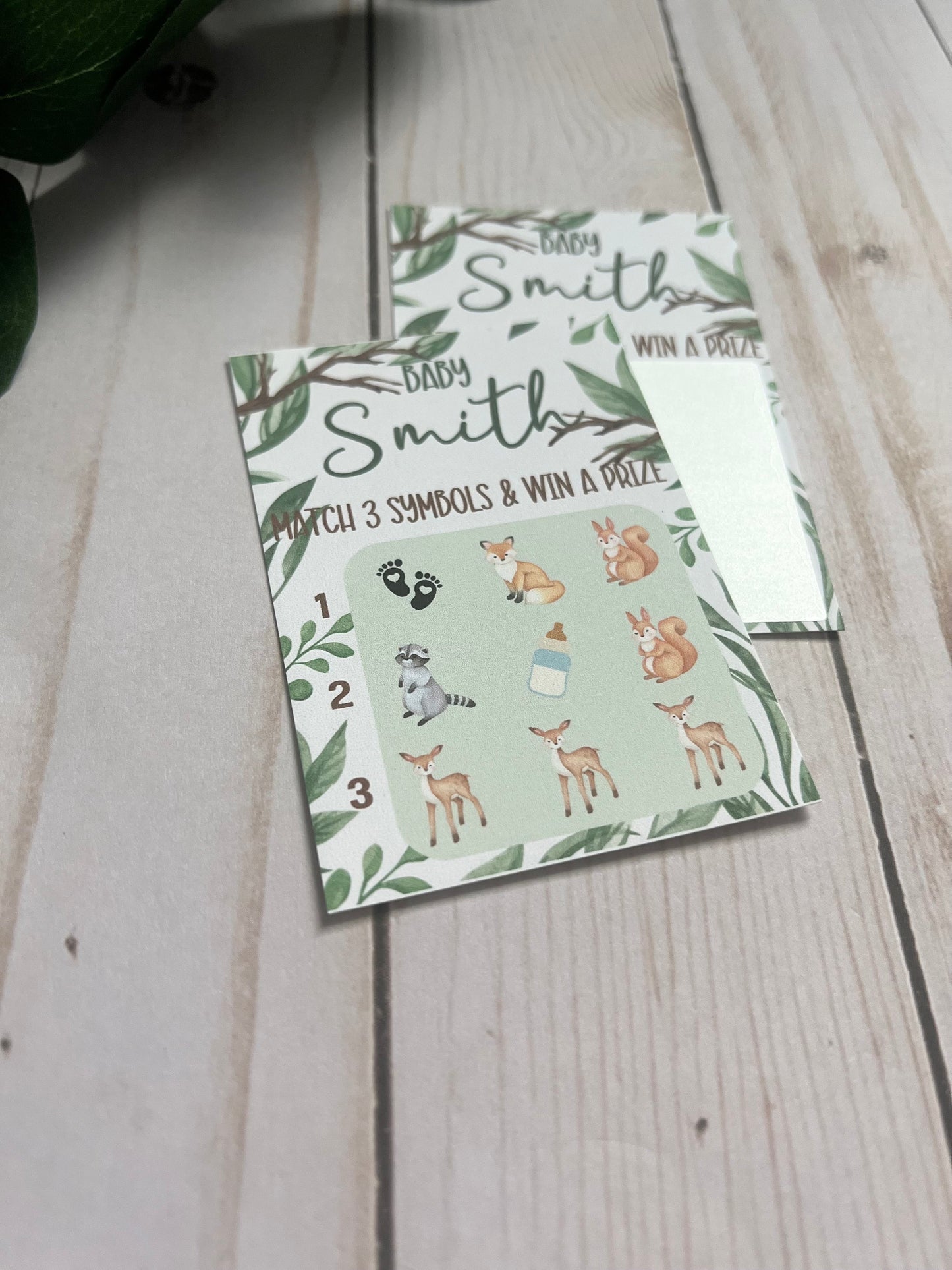 Boy Woodland Animals Lotto Scratch Game--Baby Lottery Game-Diaper Raffle Ticket-Custom Baby Game-Baby Shower Reveal-Scratch Off and Win Game