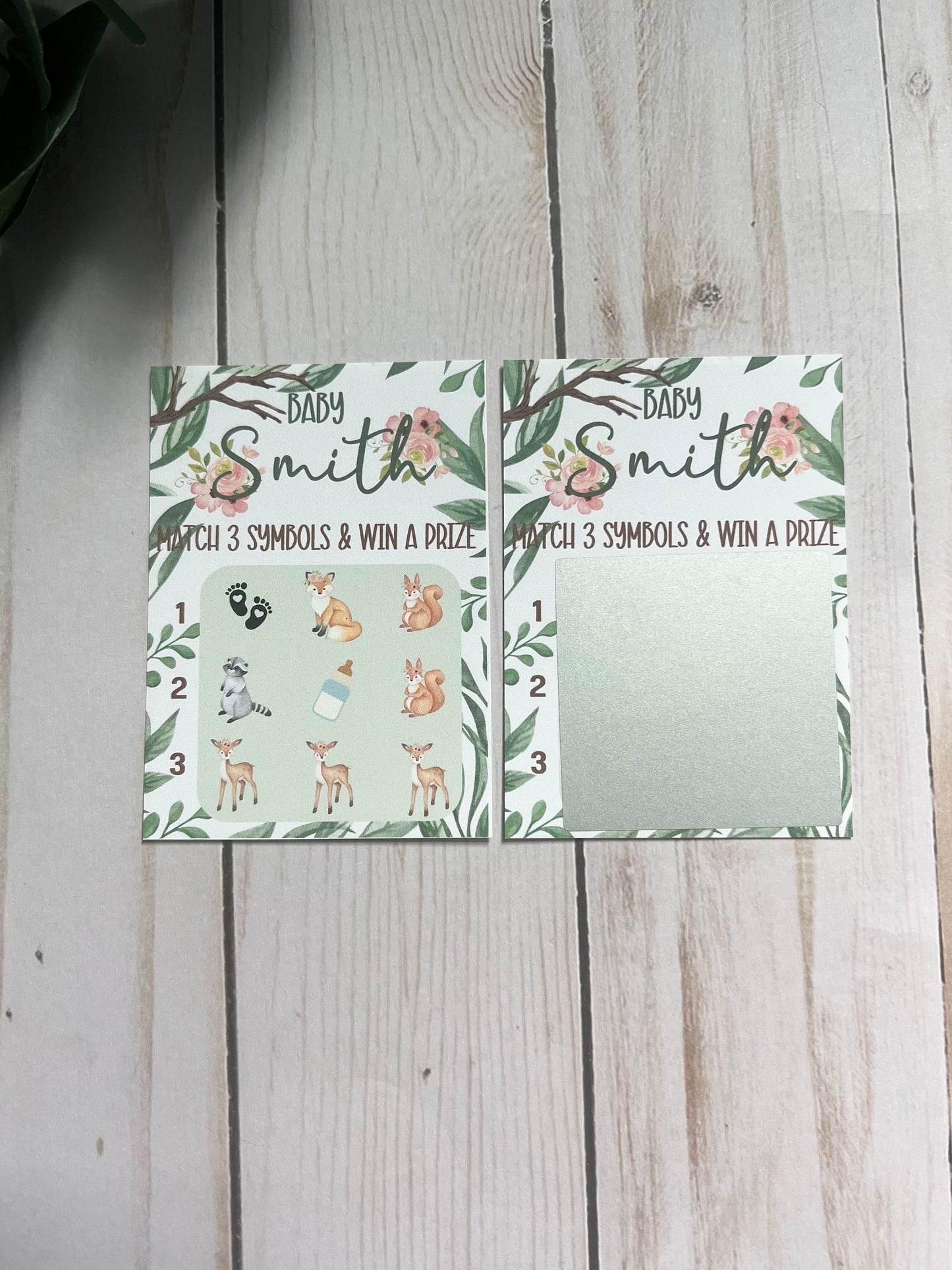 Girl Woodland Animals Lotto Scratch Game-Baby Lottery Game-Diaper Raffle Ticket-Custom Baby Game-Baby Shower Reveal-Scratch Off and Win Game