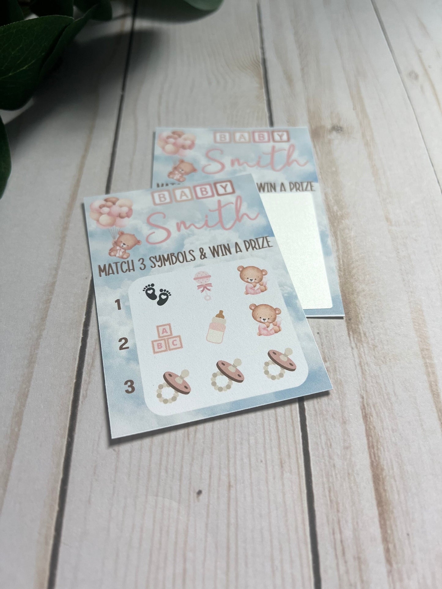 Girl Teddy Bear Scratch Game--Baby Lottery Game-Diaper Raffle Ticket-Custom Baby Game-Baby Shower Reveal-Scratch Off Game-Scratch and Win