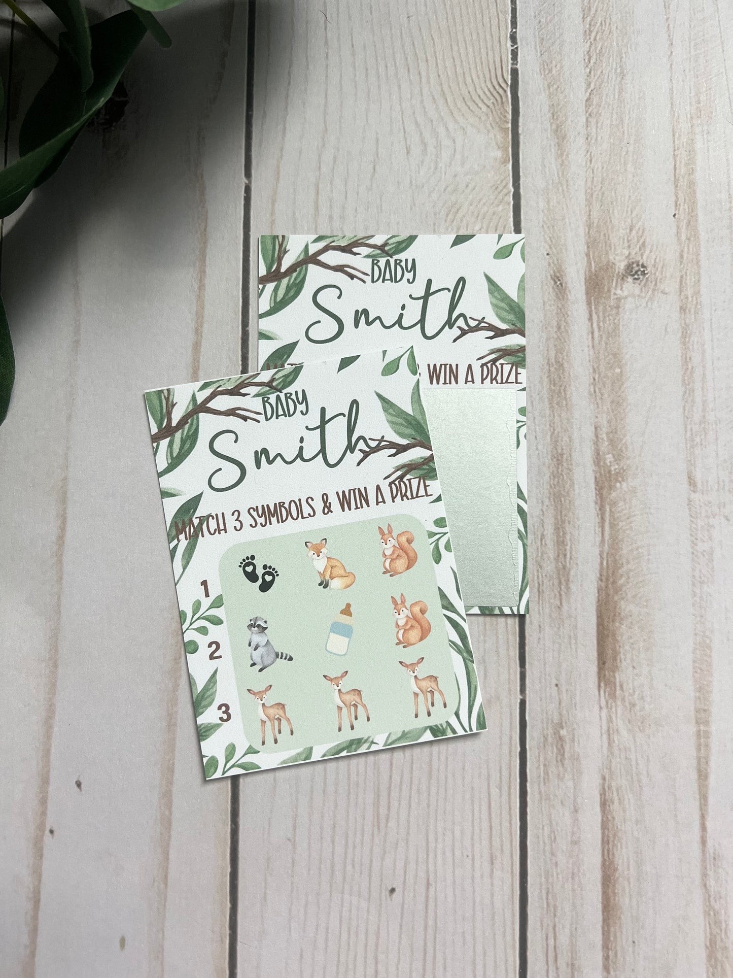Boy Woodland Animals Lotto Scratch Game--Baby Lottery Game-Diaper Raffle Ticket-Custom Baby Game-Baby Shower Reveal-Scratch Off and Win Game