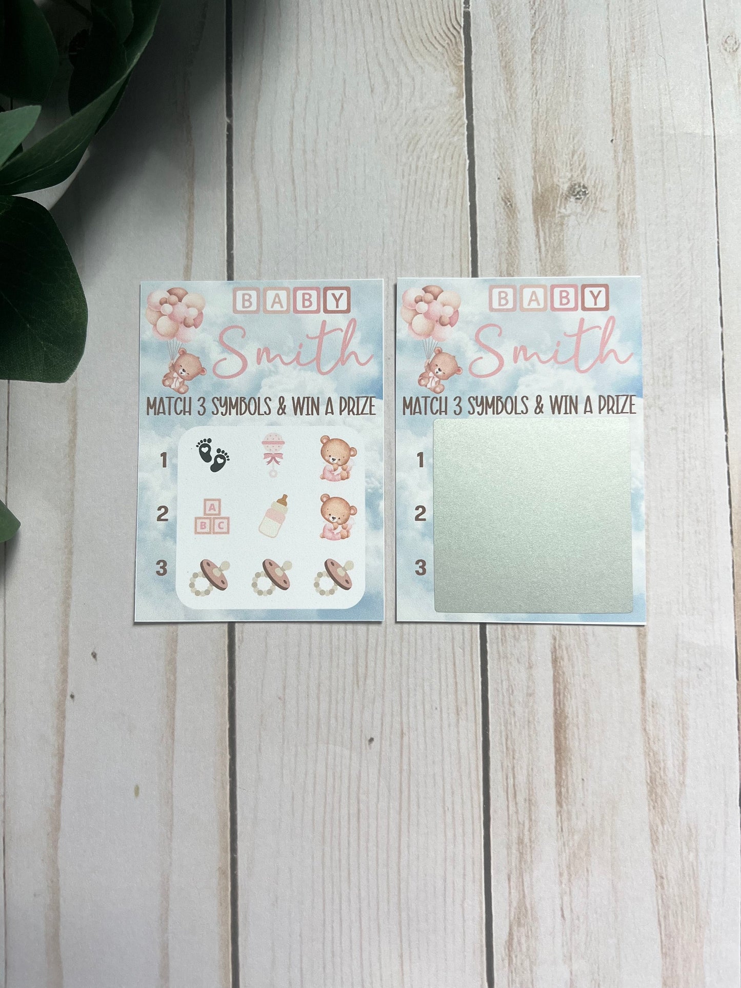 Girl Teddy Bear Scratch Game--Baby Lottery Game-Diaper Raffle Ticket-Custom Baby Game-Baby Shower Reveal-Scratch Off Game-Scratch and Win