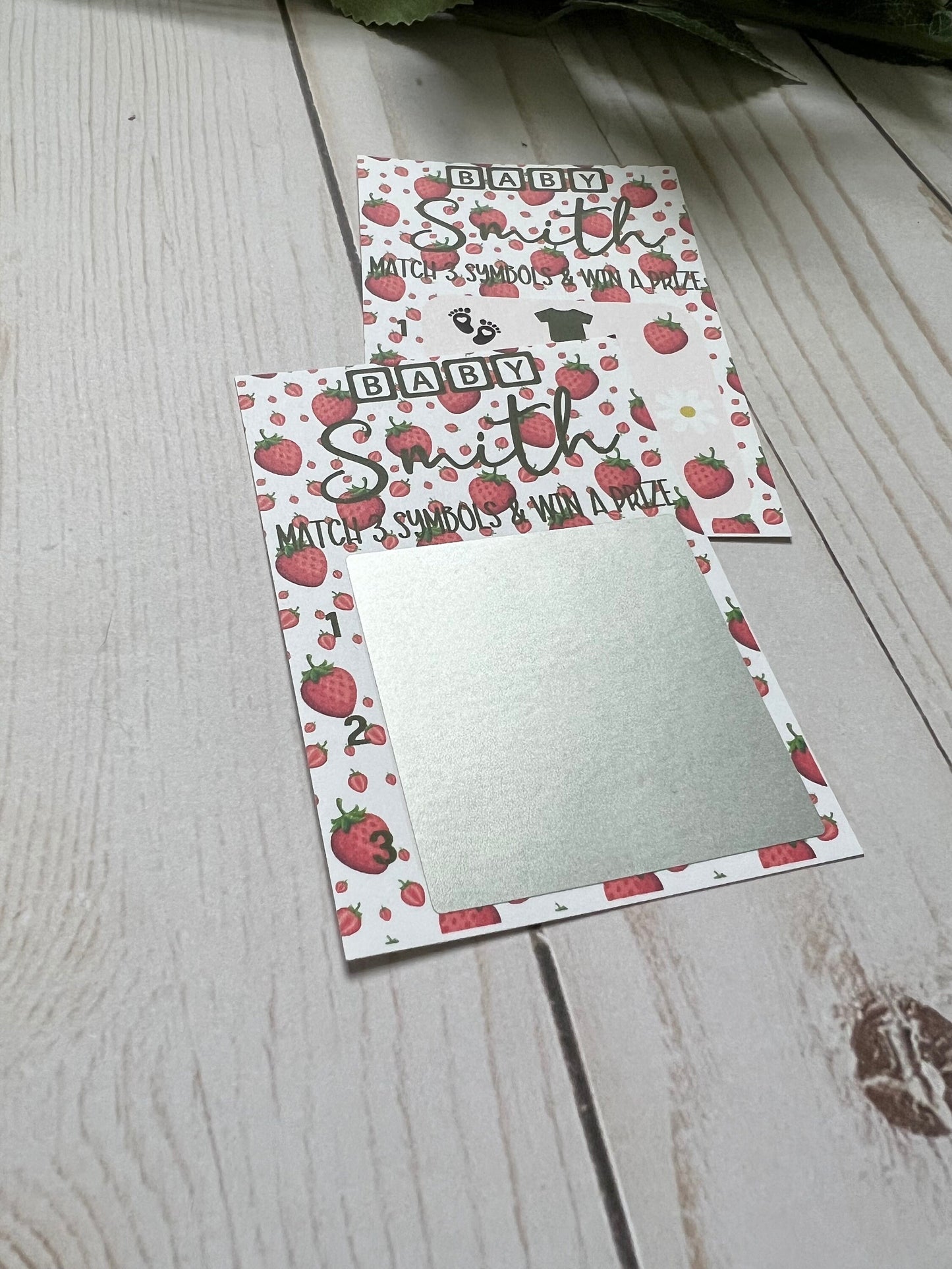 Strawberry Lotto Scratch Game--Baby Lottery Game-Diaper Raffle Ticket-Custom Baby Game-Baby Shower Reveal-Scratch Off Game-Scratch and Win