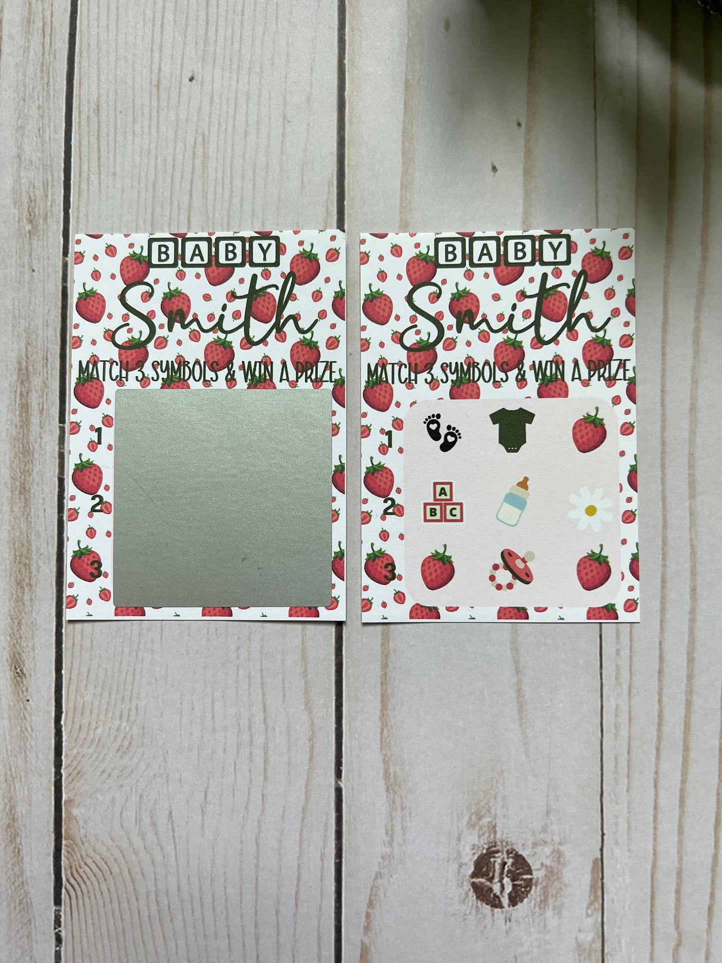 Strawberry Lotto Scratch Game--Baby Lottery Game-Diaper Raffle Ticket-Custom Baby Game-Baby Shower Reveal-Scratch Off Game-Scratch and Win