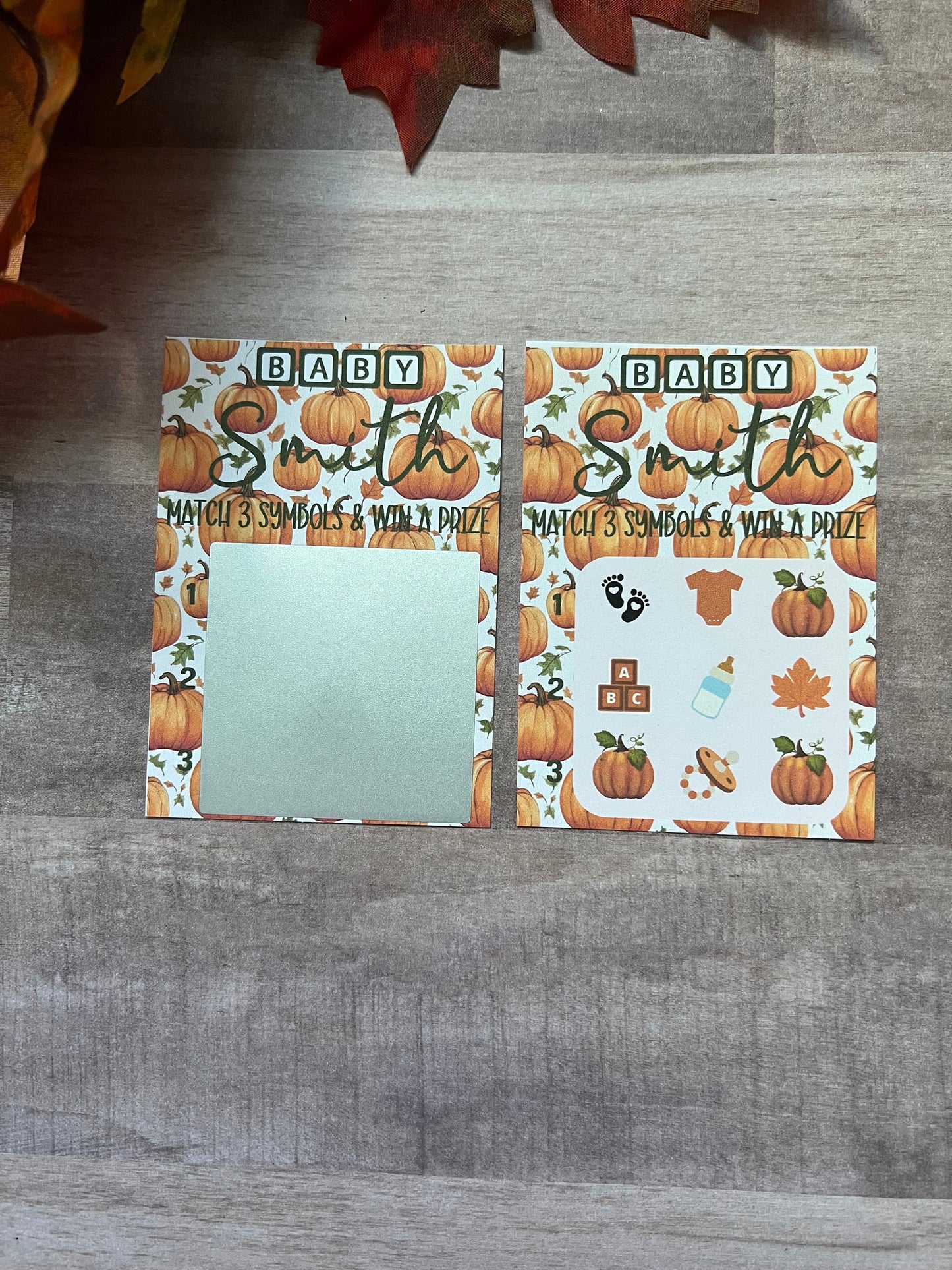 Pumpkin Baby Lotto Scratch Game--Baby Lottery Game-Diaper Raffle Ticket-Custom Baby Game-Baby Shower Reveal-Scratch Off Game-Scratch and Win
