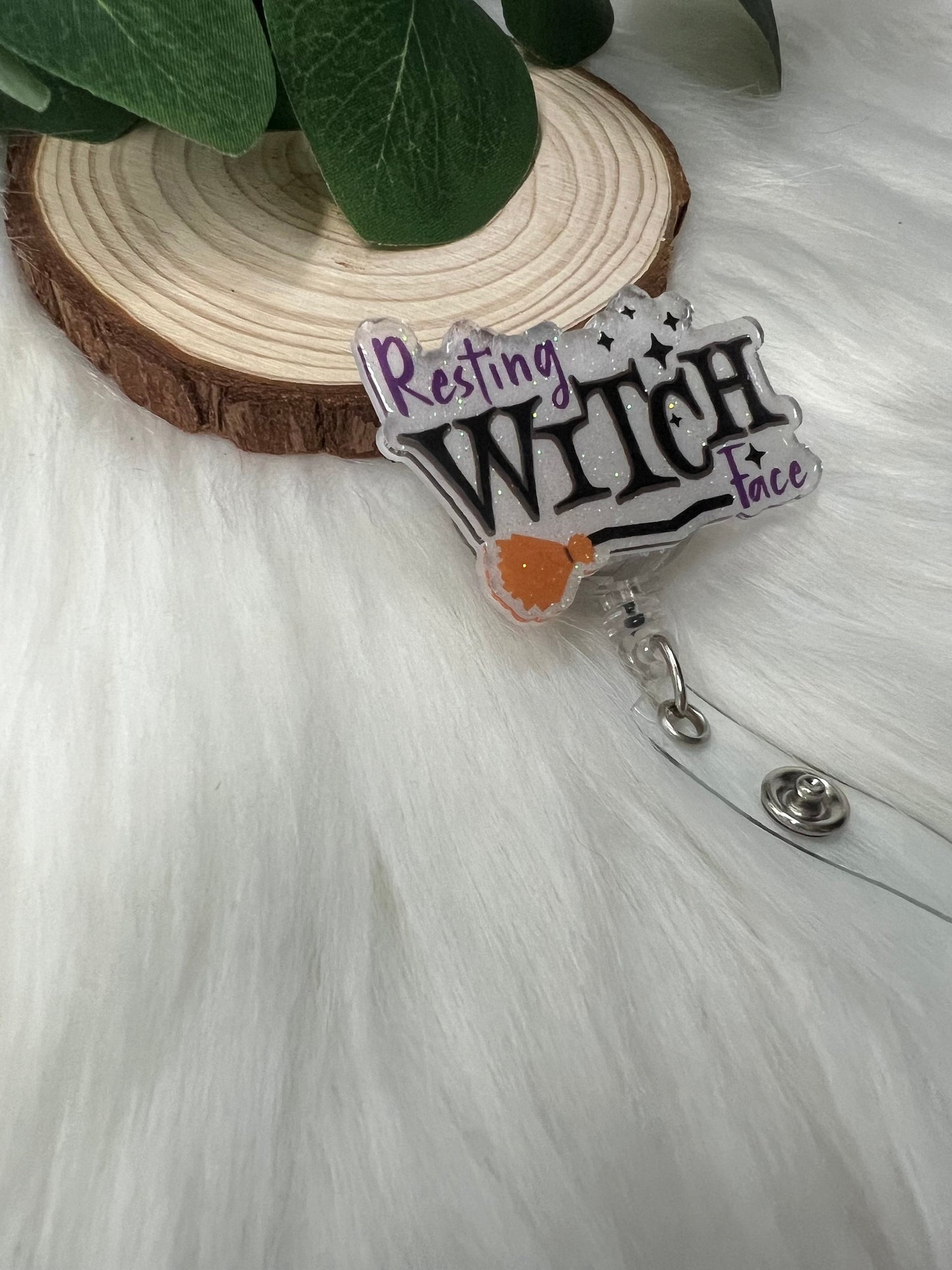 Resting Witch Badge Reel--Halloween Badge Reel-Nurse Badge Reel-Fall Badge Reel-Glitter Badge Reel-Festive Badge Reel-Stocking Stuffer