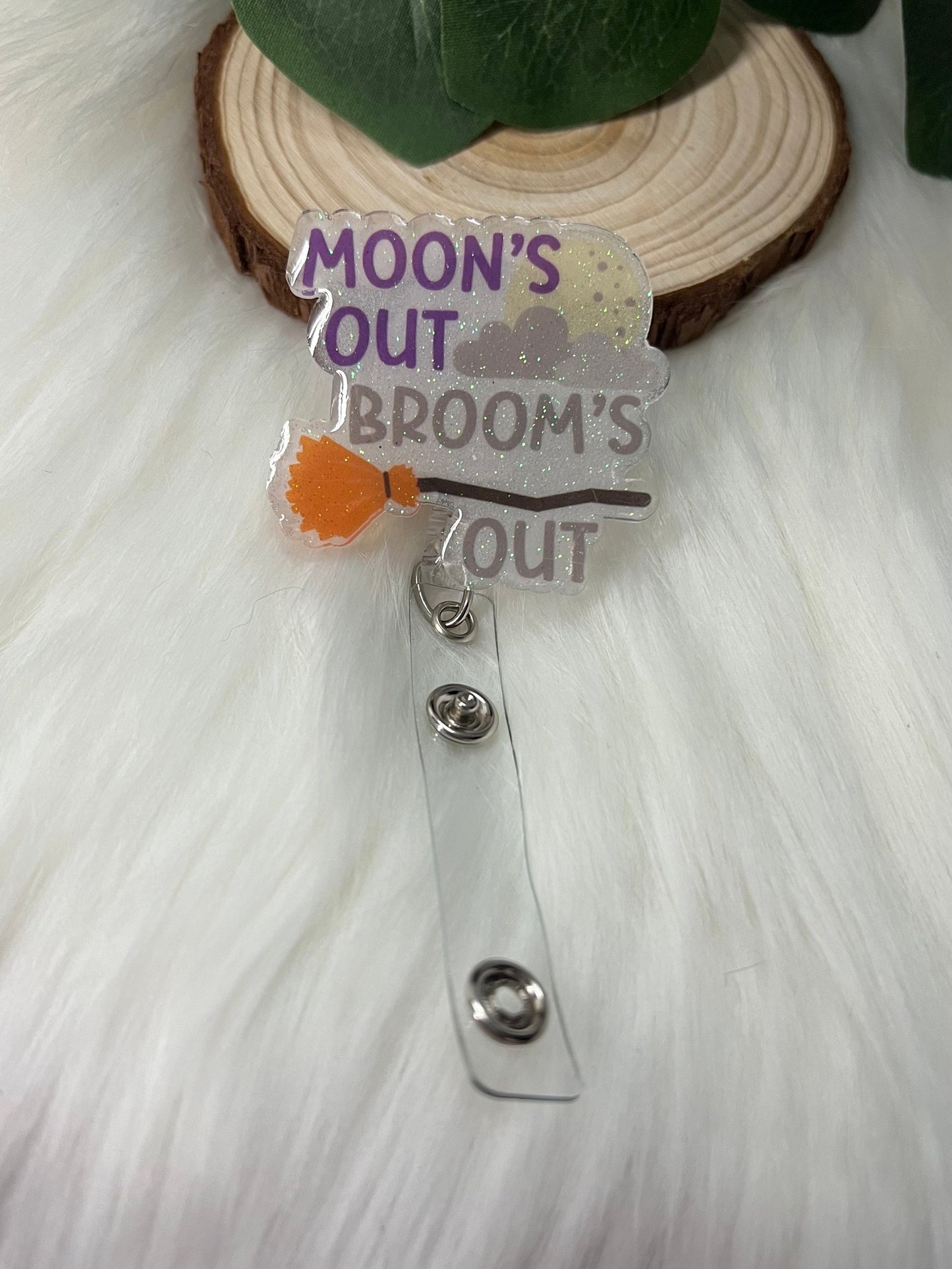 Witch Broom Badge Reel--Halloween Badge Reel-Nurse Badge Reel-Fall Badge Reel-Glitter Badge Reel-Festive Badge Reel-Stocking Stuffer