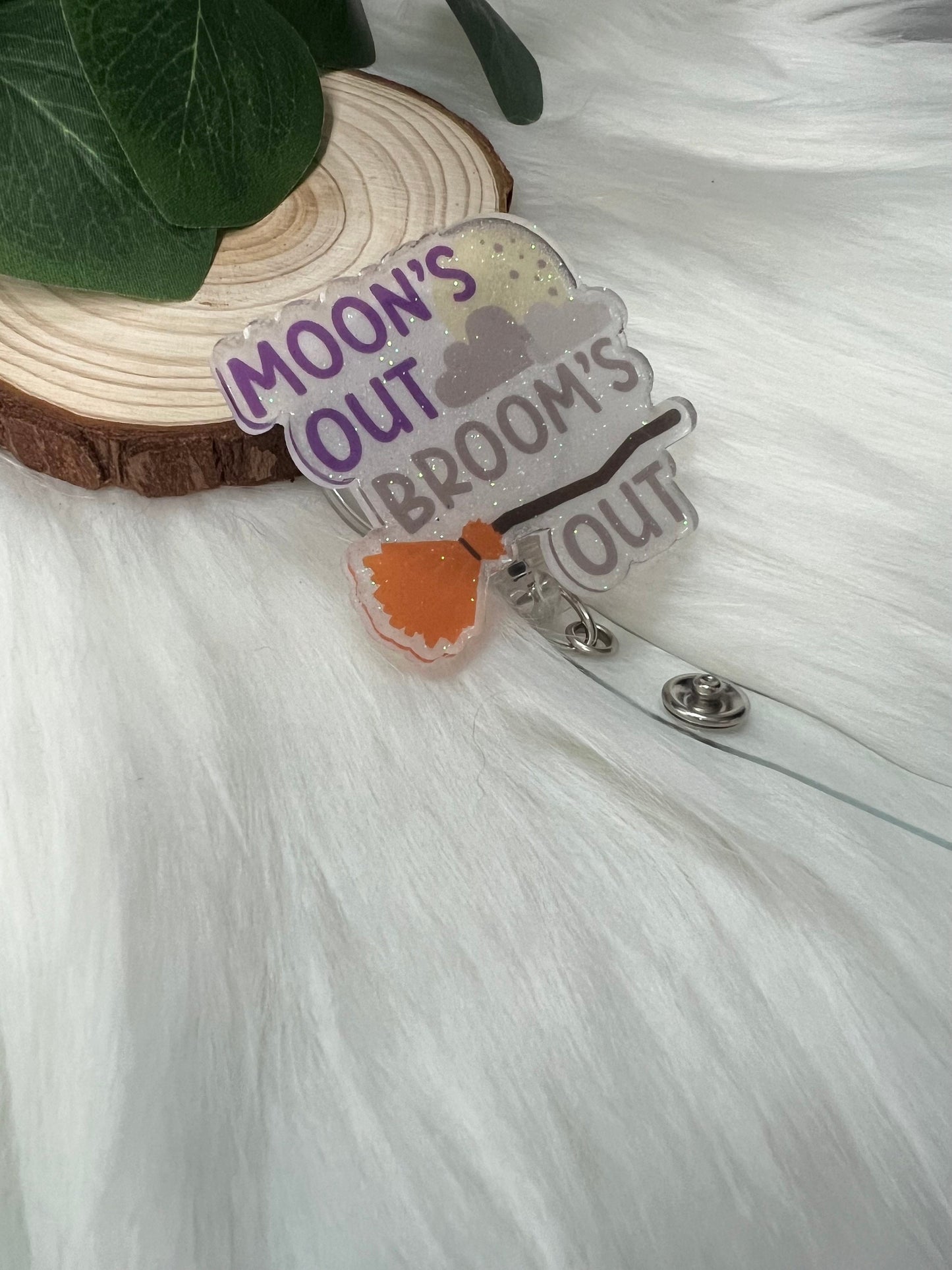 Witch Broom Badge Reel--Halloween Badge Reel-Nurse Badge Reel-Fall Badge Reel-Glitter Badge Reel-Festive Badge Reel-Stocking Stuffer