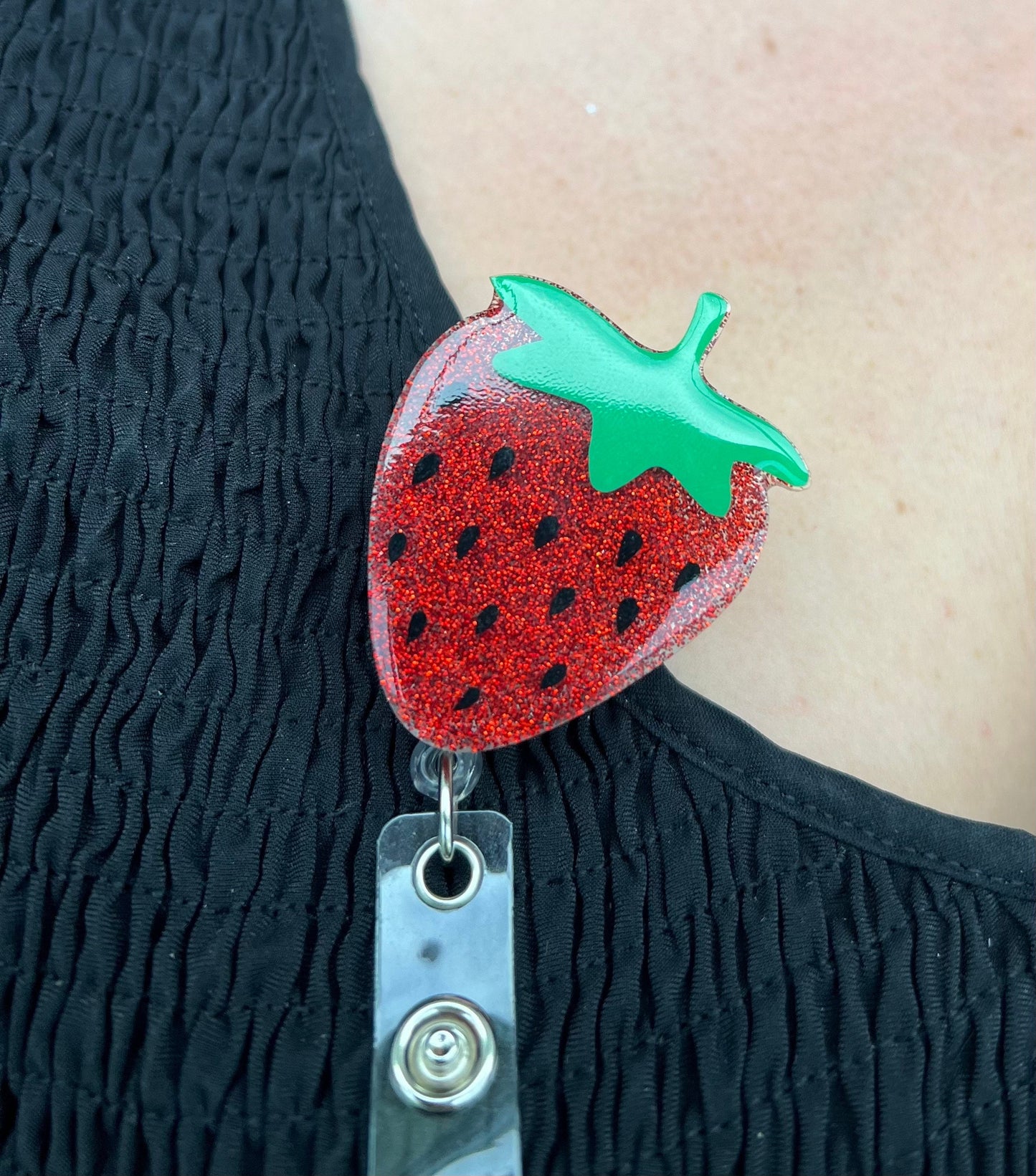 Strawberry Badge Reel--Fruit Badge Reel-Adulting Badge Reel-Graduation Gift-Coworker Gift-Glitter Badge-Nurse Badge Reel-Strawberry Love