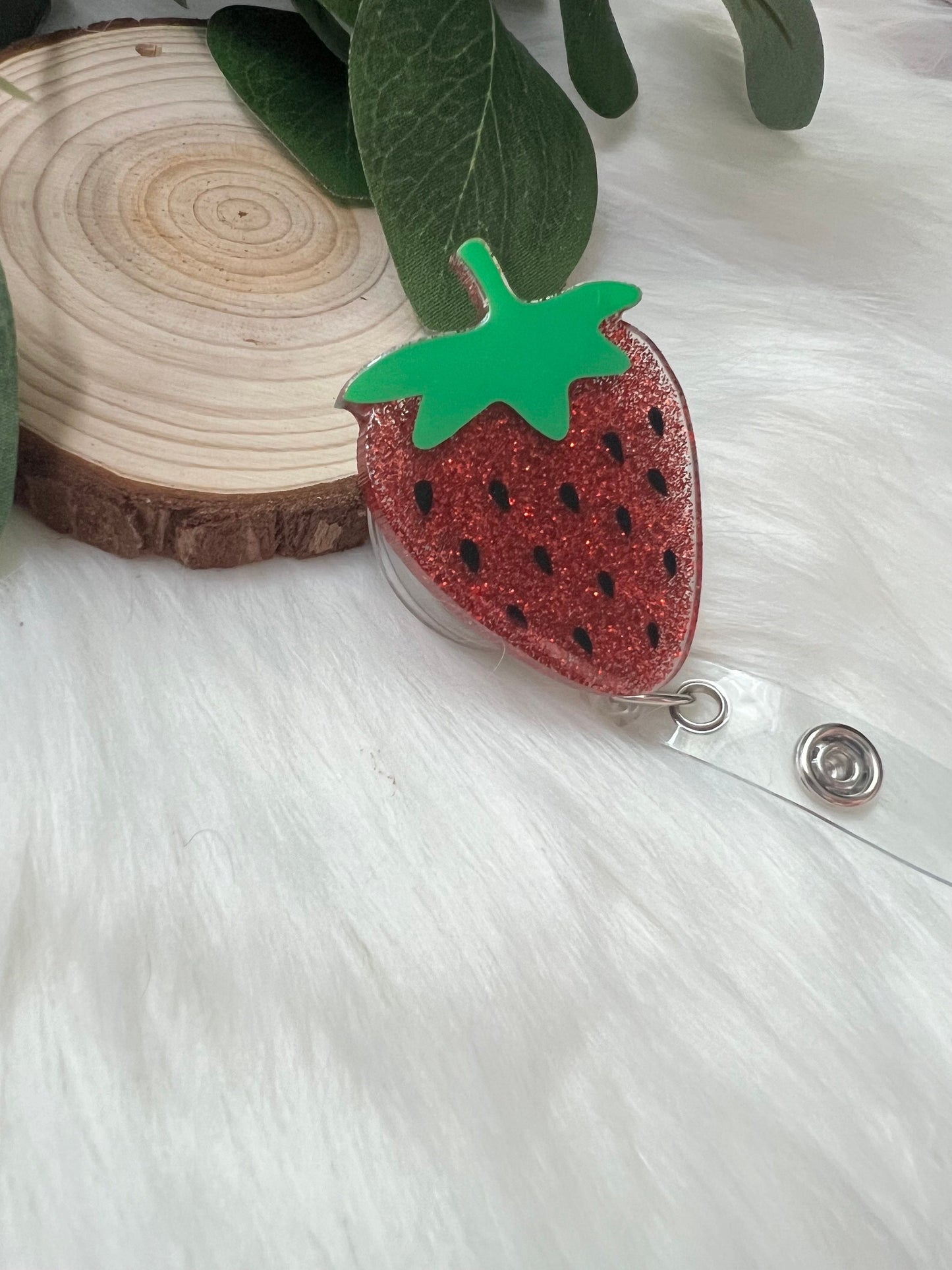 Strawberry Badge Reel--Fruit Badge Reel-Adulting Badge Reel-Graduation Gift-Coworker Gift-Glitter Badge-Nurse Badge Reel-Strawberry Love