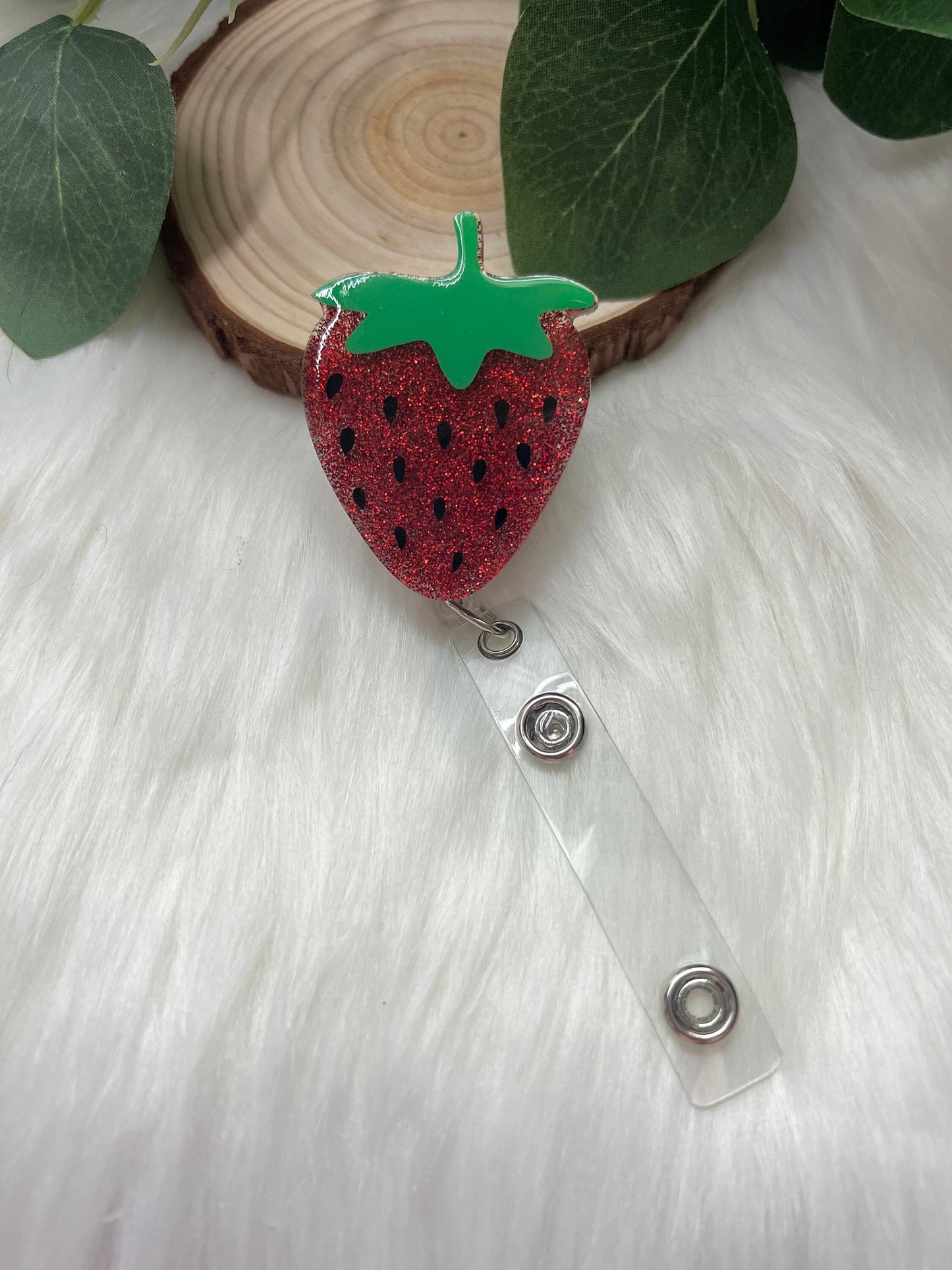 Strawberry Badge Reel--Fruit Badge Reel-Adulting Badge Reel-Graduation Gift-Coworker Gift-Glitter Badge-Nurse Badge Reel-Strawberry Love