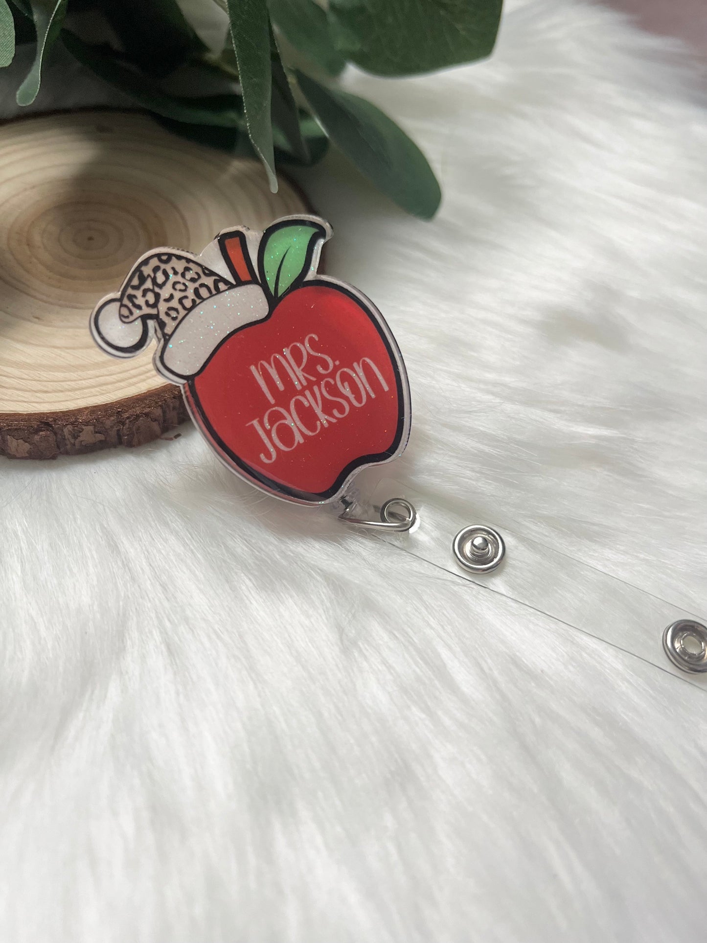 Christmas Apple Teacher Badge Reel-- Teacher Badge Reel-Teacher Appreciation-Teacher Badge Holder-First Year Teacher Gifts-Back To School