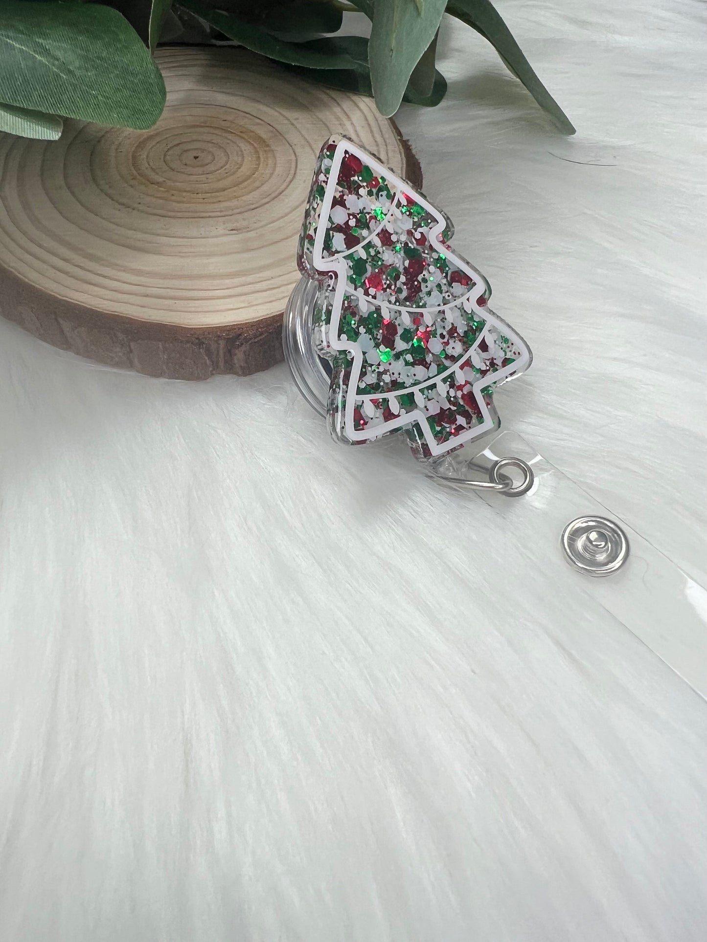 Glitter Tree Badge Reel--Christmas Badge Reel-Nurse Badge Reel-Winter Badge Reel-Glitter Badge Reel-Festive Badge Reel-Stocking Stuffer