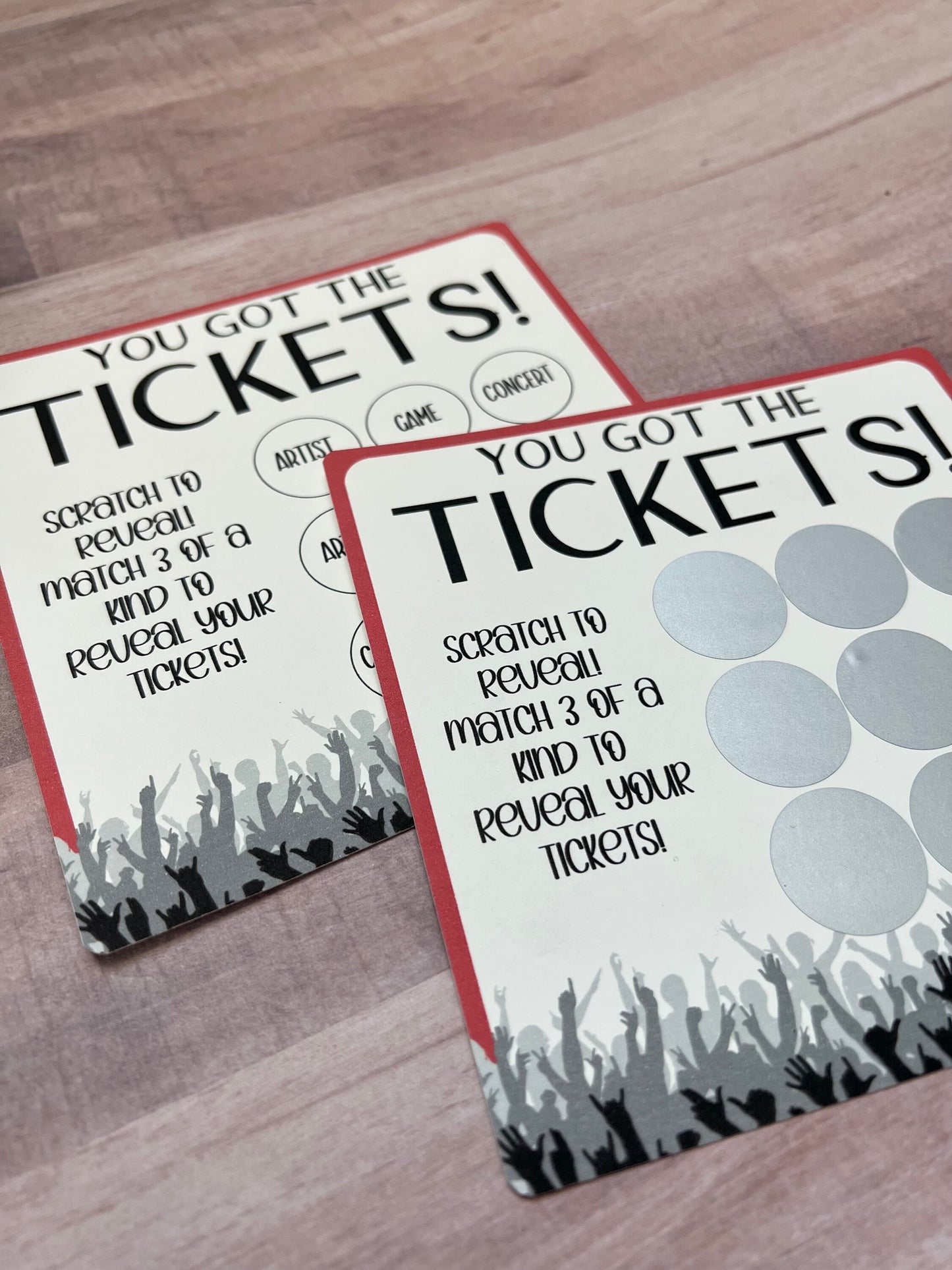 Ticket Scratch and Match Card-- Concert Ticket-Custom Concert-Concert Gift-Scratch Off Card-Ticket Gift-Scratch Card-Event Ticket Card