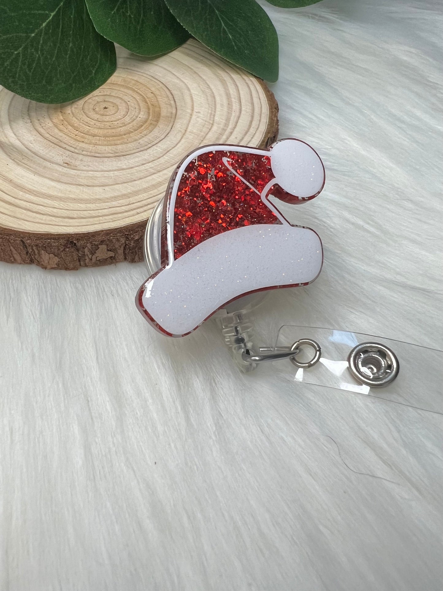 Chunky Red Santa Hat Badge Reel—Classic Christmas Badge Reel-Nurse Badge Reel-Winter Badge Reel-Festive Badge Reel-Stocking Stuffer