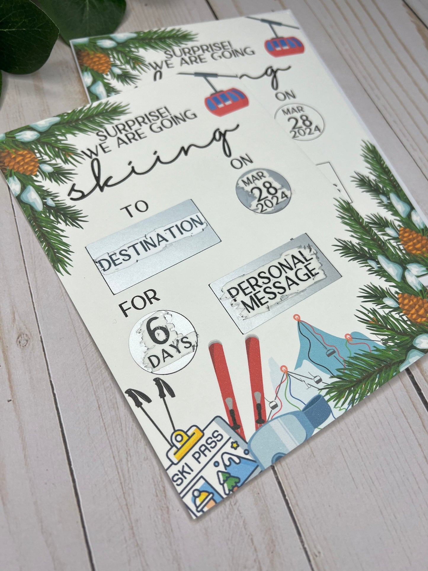 Ski Trip Scratch Off Vacation Reveal--Secret Message-Vacation Reveal-Surprise Trip Ticket-Family Trip 2024-Trip Reveal Puzzle-Spring Break