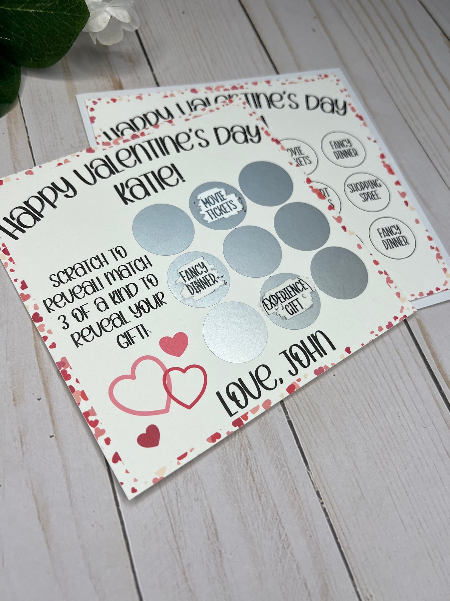 Valentine Scratch and Match Card--Love Day Gift- Concert Ticket-Custom Gift Reveal-Spa Day-Valentine Gift Reveal-Intangible Gift