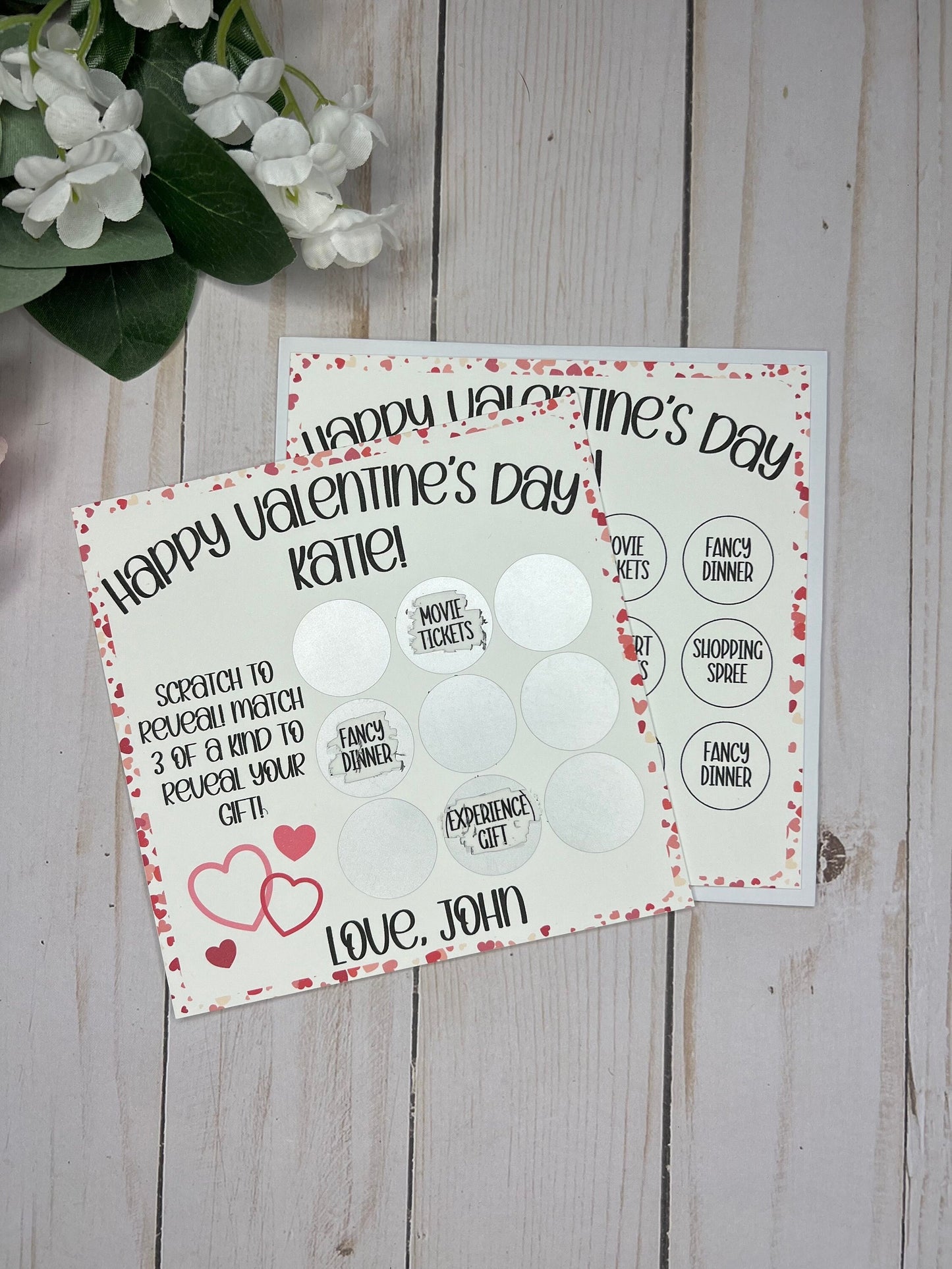 Valentine Scratch and Match Card--Love Day Gift- Concert Ticket-Custom Gift Reveal-Spa Day-Valentine Gift Reveal-Intangible Gift