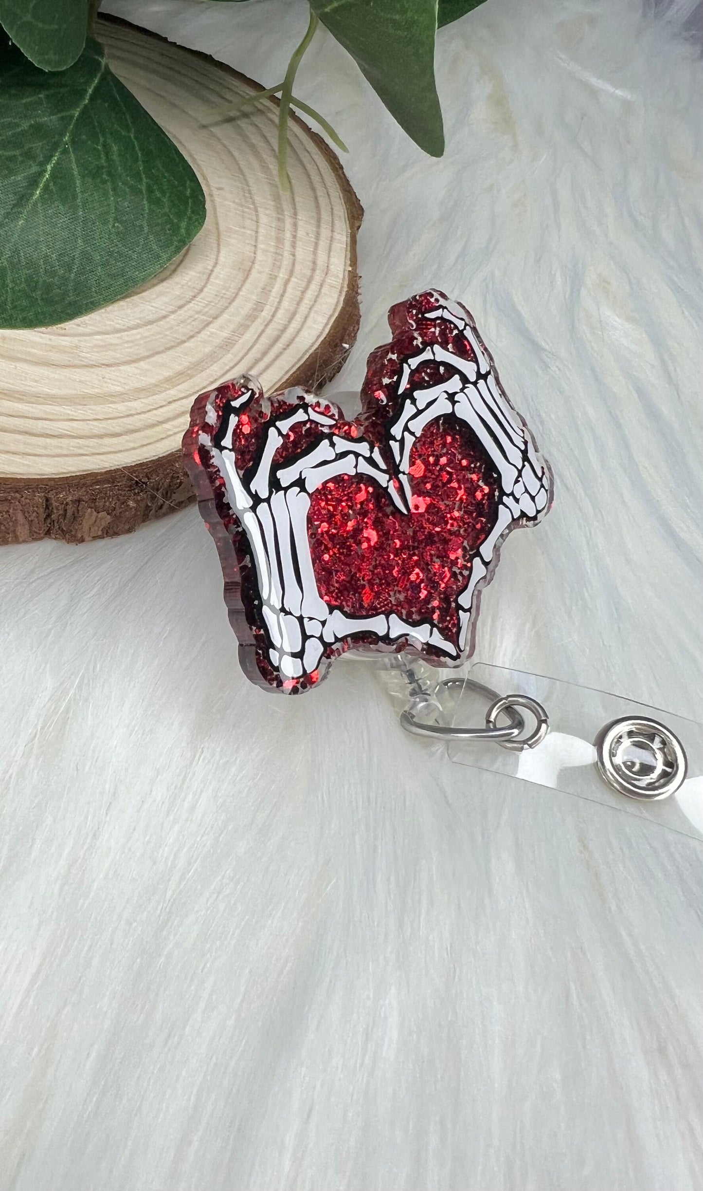 Heart Skeleton Badge Reel--Valentine Badge Reel-Nurse Badge Reel-Love Day Badge Reel-Glitter Badge Reel-Anti Valentine Badge Reel