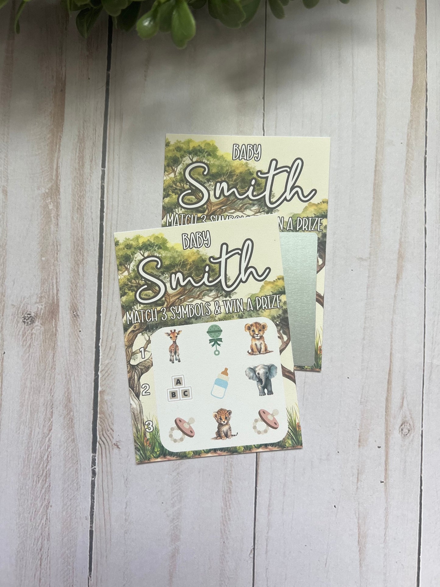 Safari Animal Baby Shower Scratch Game--Baby Lottery Game-Diaper Raffle Ticket-Custom Baby Game-Green Baby Shower Reveal- Scratch Off Game