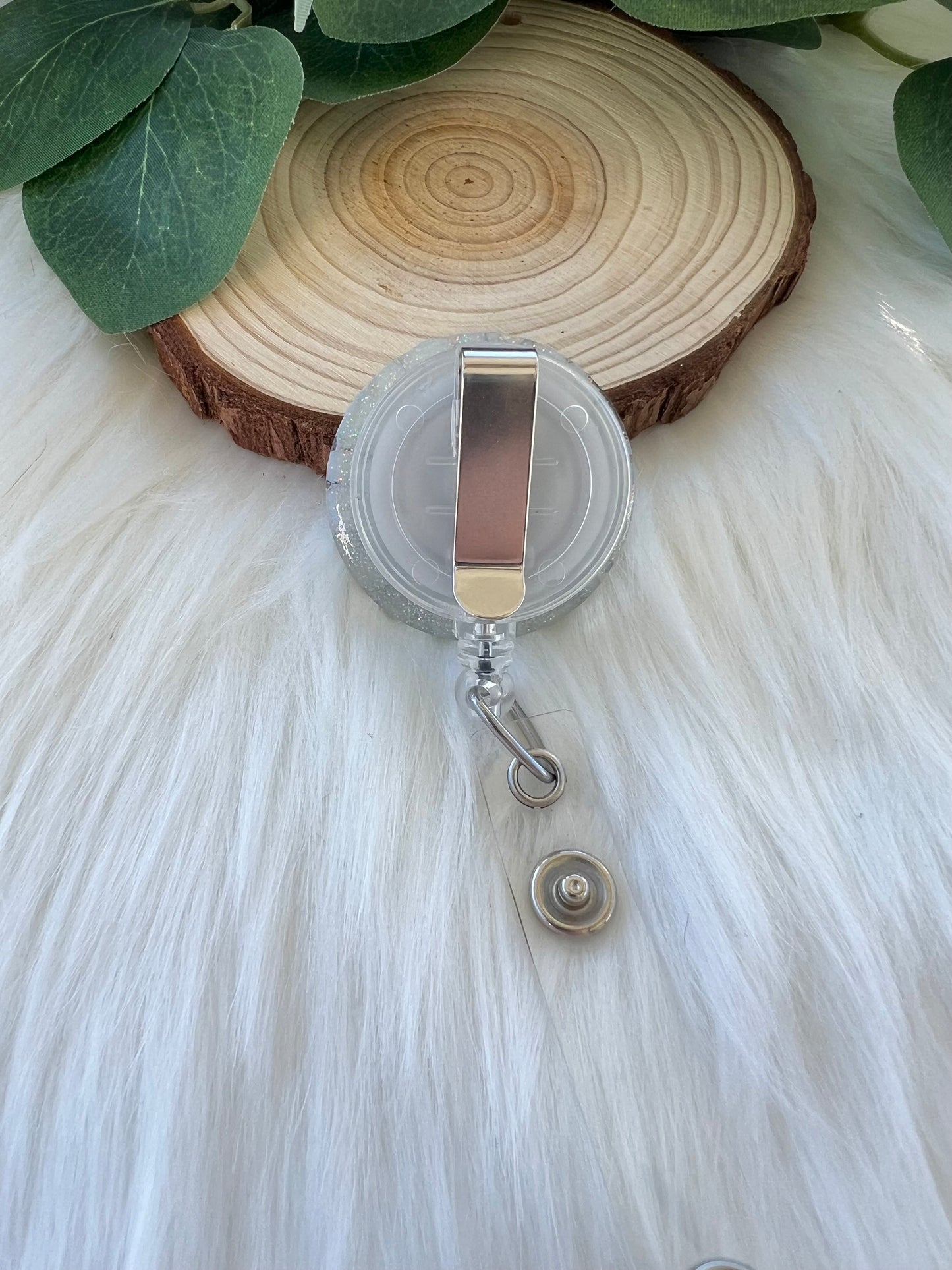 Light Gray Pearl Badge Reel--Heart Badge Reel-Pearl Badge Reel-Pearl Badge Holder-Badge Reel Cute-Glitter Badge Reel-Flashy Badge
