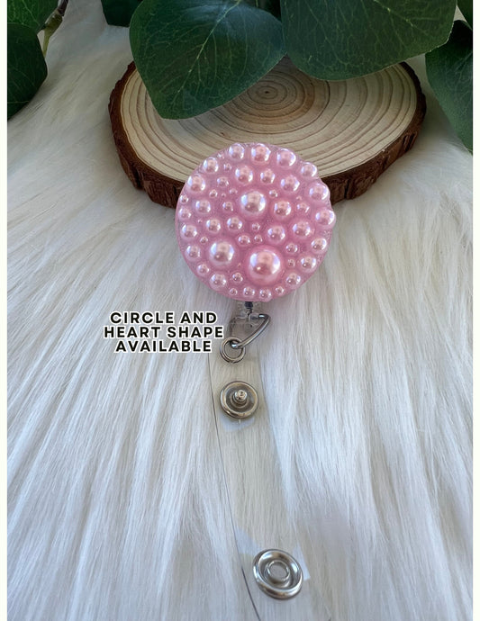 Pink Pearl Badge Reel--Heart Badge Reel-Pearl Badge Reel-Pearl Badge Holder-Badge Reel Cute-Glitter Badge Reel-Flashy Badge