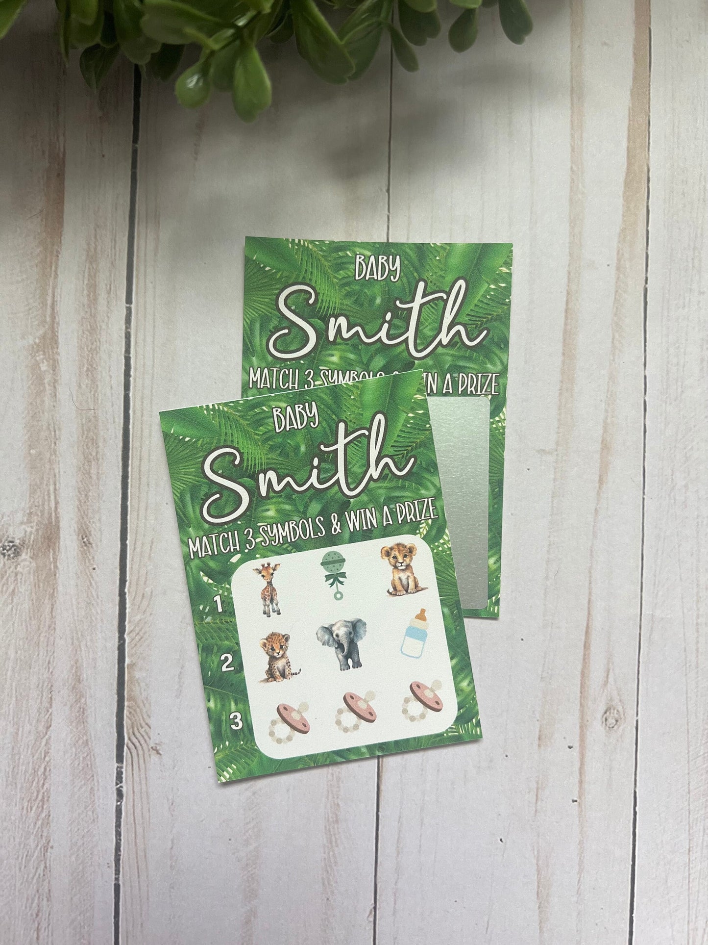 Greenery Safari Animal Baby Shower Scratch Game--Baby Lottery Game-Diaper Raffle Ticket-Custom Baby Game-Jungle Baby Shower Reveal