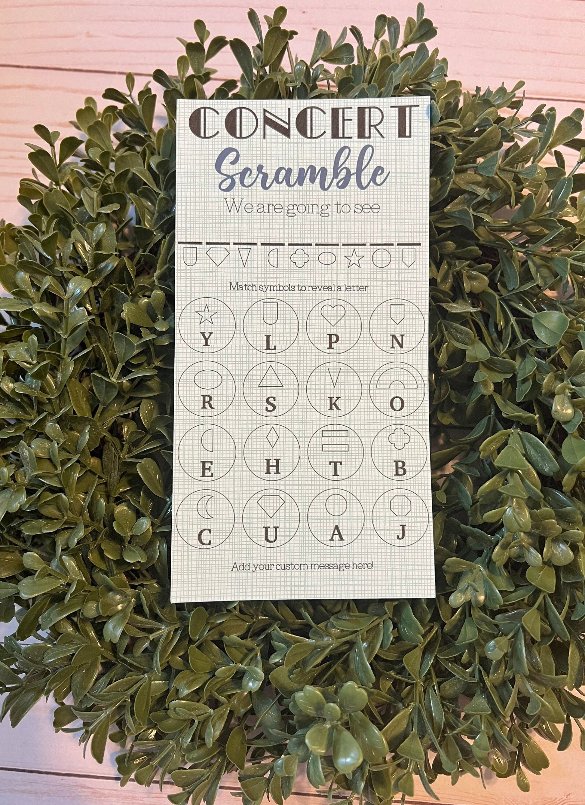 Concert Scramble Scratch Ticket-- Concert Ticket-Custom Concert-Concert Gift-Scratch Off Card-Unscramble Words-Scratch Card-Birthday Concert