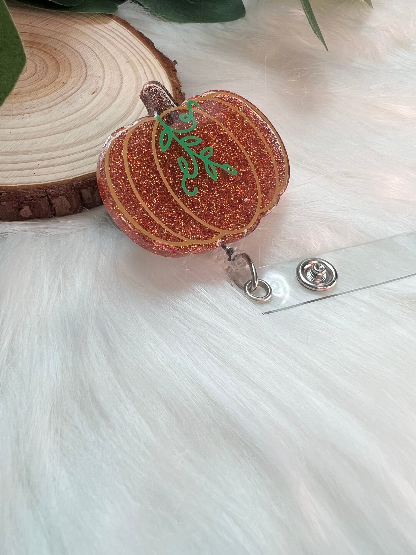 Pumpkin Badge Reel--Halloween Badge Reel-Nurse Badge Reel-Fall Badge Reel-Glitter Badge Reel-Festive Badge Reel-Stocking Stuffer