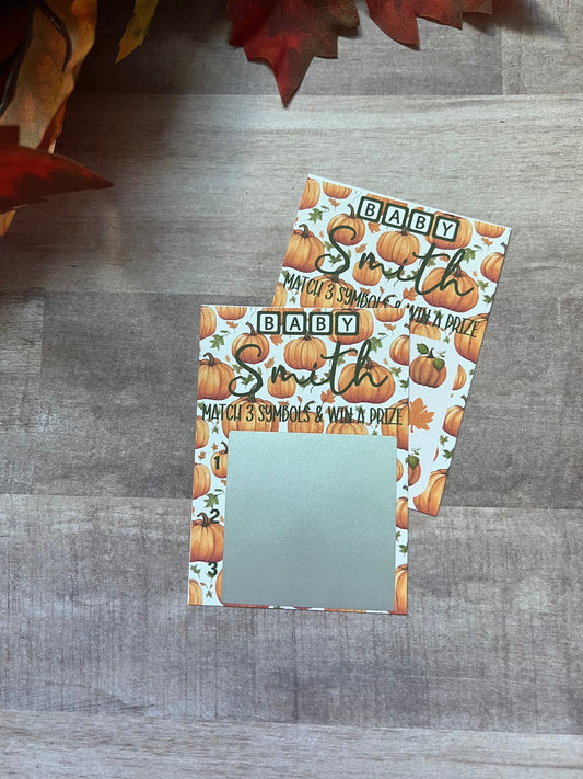Pumpkin Baby Lotto Scratch Game--Baby Lottery Game-Diaper Raffle Ticket-Custom Baby Game-Baby Shower Reveal-Scratch Off Game-Scratch and Win