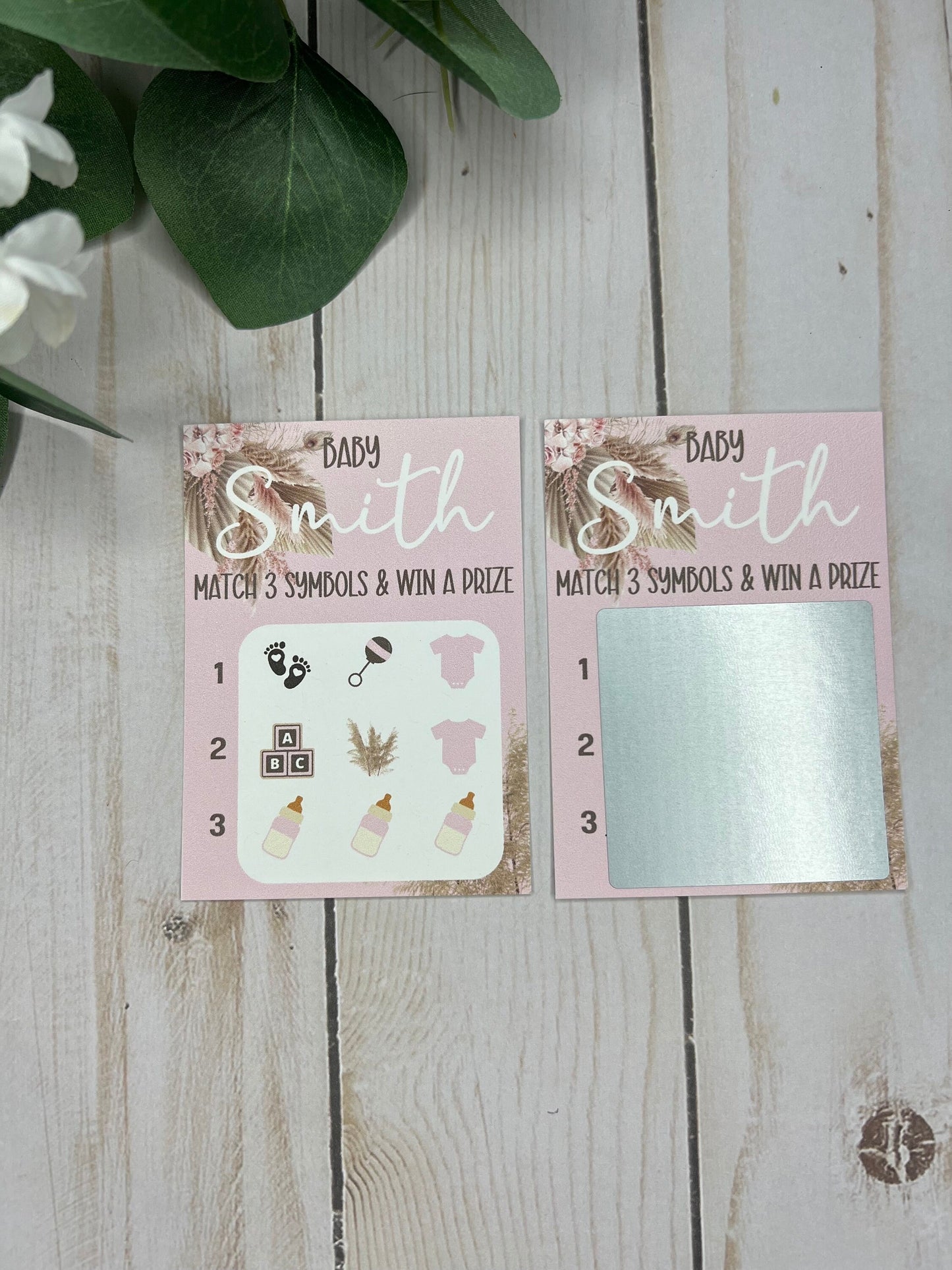 Boho Baby Girl Lotto Scratch Game-Custom Baby Lottery Game-Diaper Raffle Ticket-Baby Shower Reveal-Scratch Off Game-Pampas Grass Baby Shower