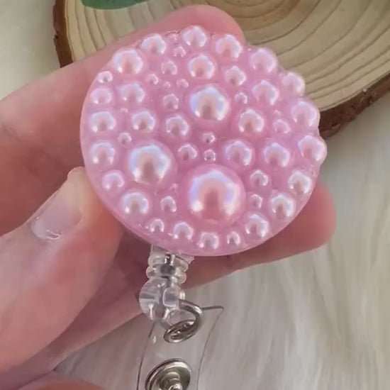 Pink Pearl Badge Reel--Heart Badge Reel-Pearl Badge Reel-Pearl Badge Holder-Badge Reel Cute-Glitter Badge Reel-Flashy Badge