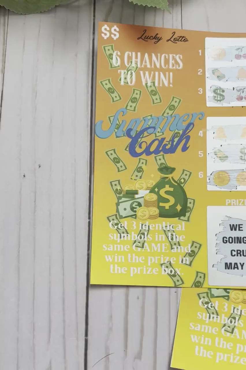 Summer Cash Scratch Ticket-- Scratch Card-Scratch Off Card-Secret Message-Baby Reveal Ideas-Secret Message Card-Surprise Trip Ticket