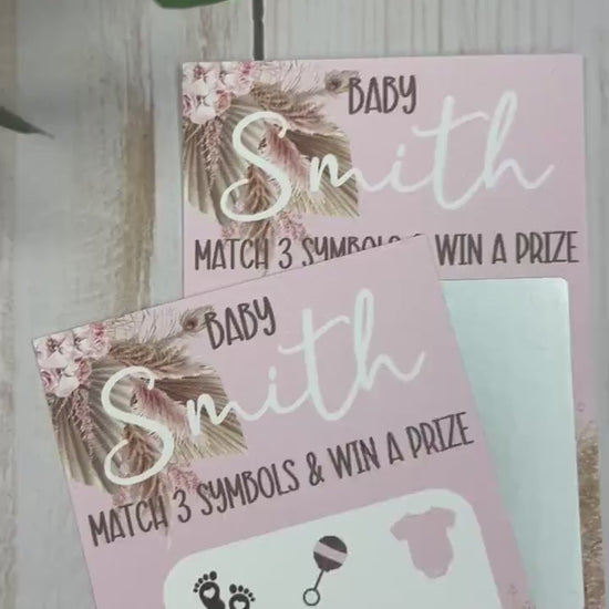 Boho Baby Girl Lotto Scratch Game-Custom Baby Lottery Game-Diaper Raffle Ticket-Baby Shower Reveal-Scratch Off Game-Pampas Grass Baby Shower