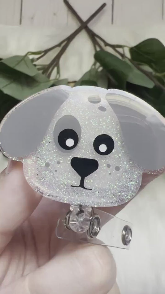 Spotted Dog Badge Reel--Labrador Badge Reel-Dog Mom Badge Reel-Dog Mom Gifts-Veterinarian Gift-Dog Lover Gift-Glitter Badge Reel-Nurse Badge