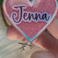 Holographic Name Heart Badge Reel--Heart Badge Reel-Cupid Badge Reel-Love Day Gift-Valentine's Gift-Glitter Badge Reel-Flashy Badge Reel