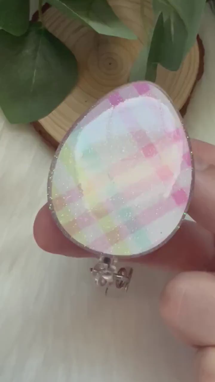 Plaid Easter Egg Badge Reel--Easter Badge Reel-Easter Egg Badge Reel-Spring Badge Reel-Glitter Badge Reel-Bunny Badge Reel-Basket Stuffer