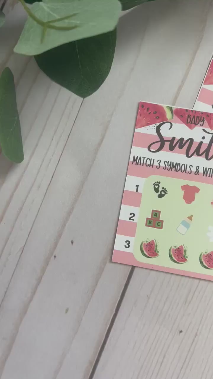 Watermelon Lotto Scratch Game--Baby Lottery Game-Diaper Raffle Ticket-Custom Baby Game-Baby Shower Reveal-Scratch Off Game-Scratch and Win